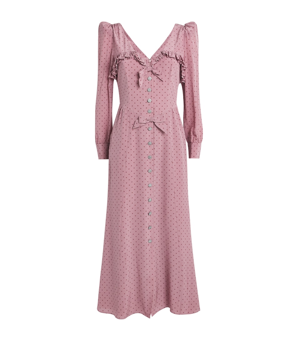 Silk Crepe Polka-Dot Dress