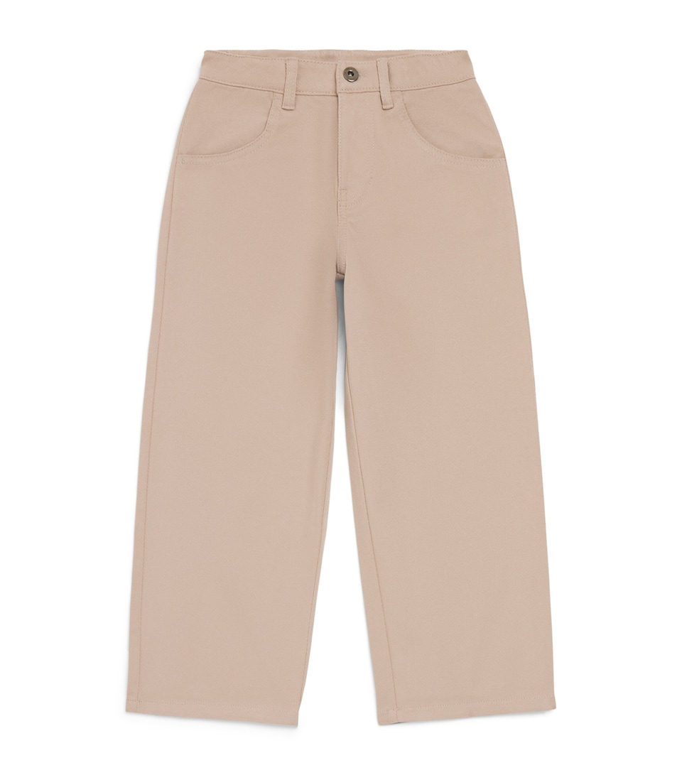Emporio Armani Kids Stretch-Cotton Logo Embroidered Trousers (4-16 Years) Etherea