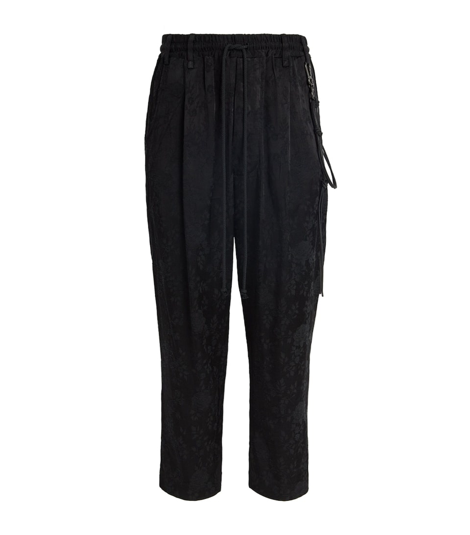 Song For The Mute Mens Cotton Floral-Jacquard Lounge Trousers Black