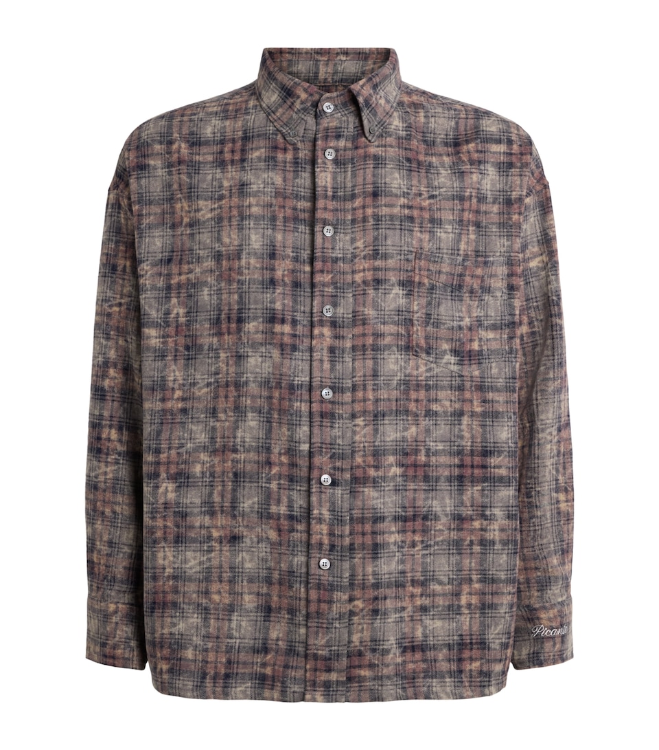 PICANTE Mens Cotton Check Rocco Shirt Navy