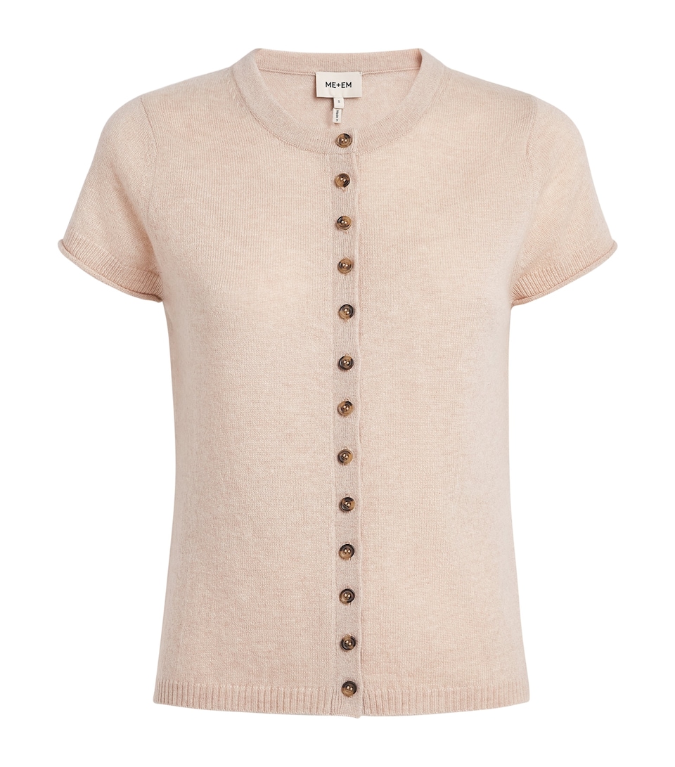 ME+EM Womens Cashmere Short-Sleeve Cardigan Oatmeal