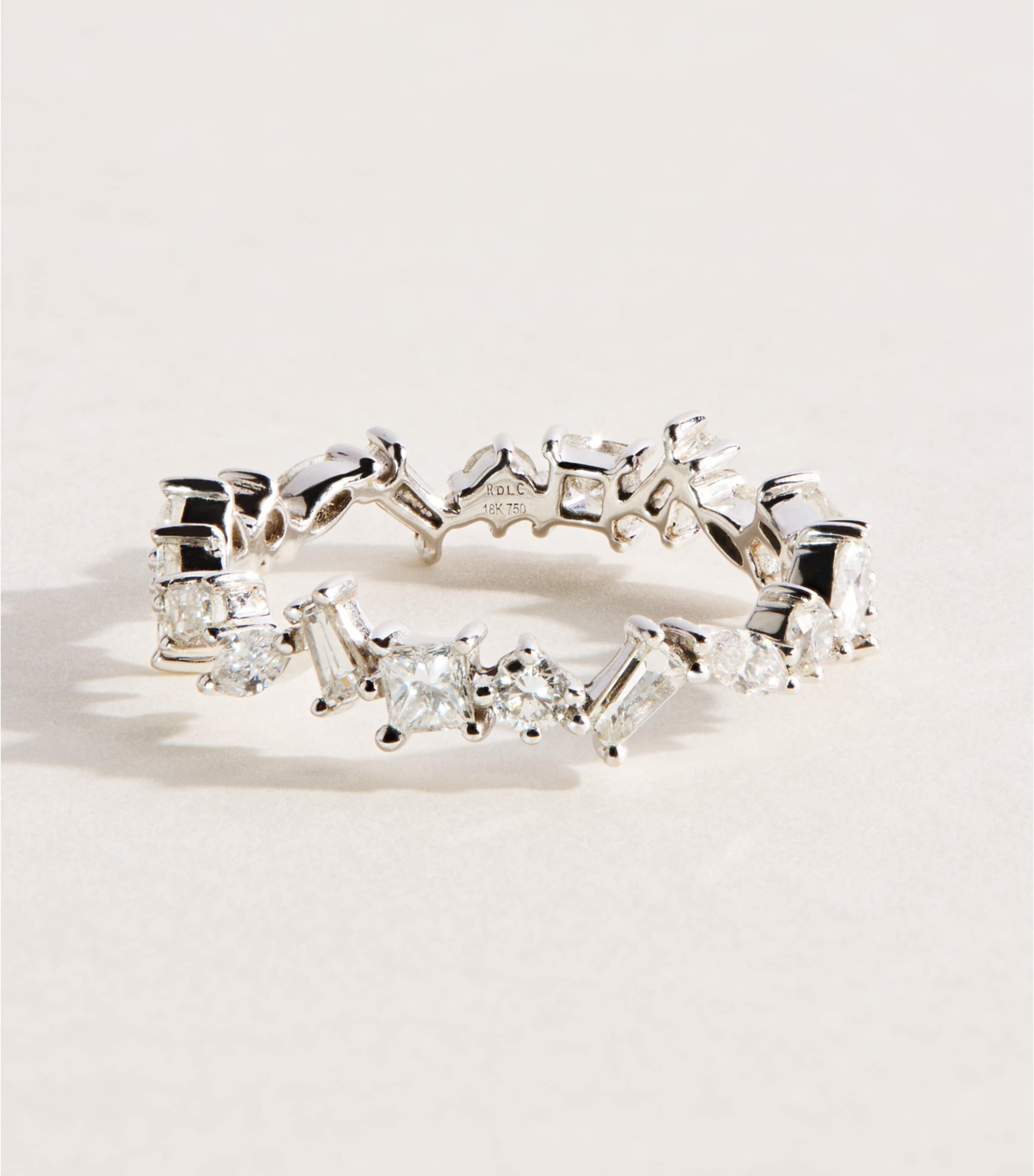 Rosa de la Cruz White Gold and White Diamond Cascade Ring White Gold