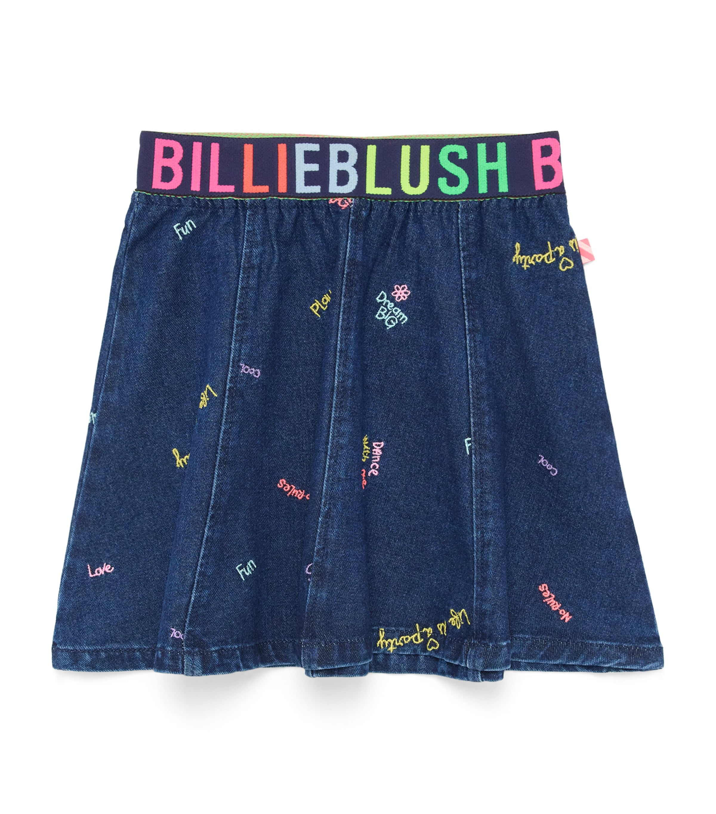 Billieblush Embroidered Slogan Skirt (2-12 Years) Denim Blue