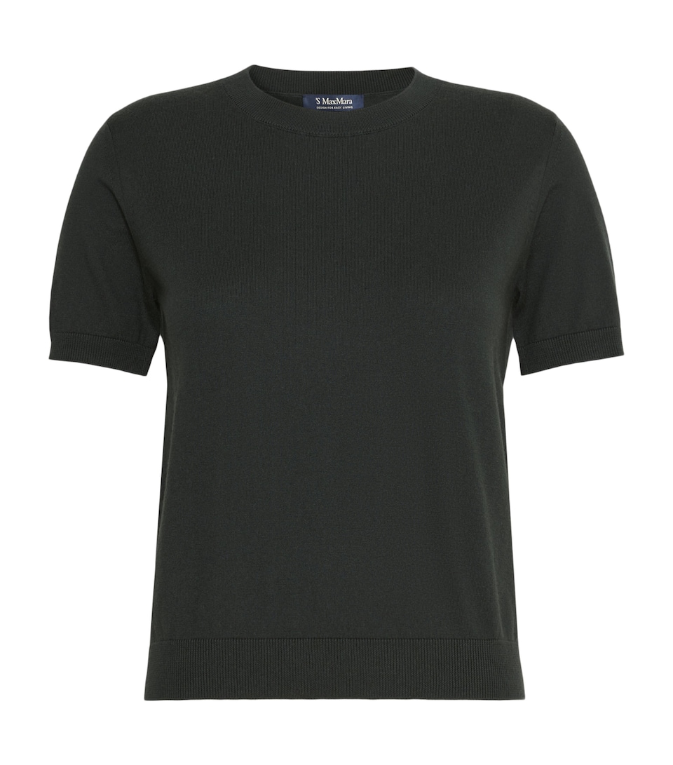 Max Mara Womens Cashmere-Blend Knitted T-Shirt Dark Green