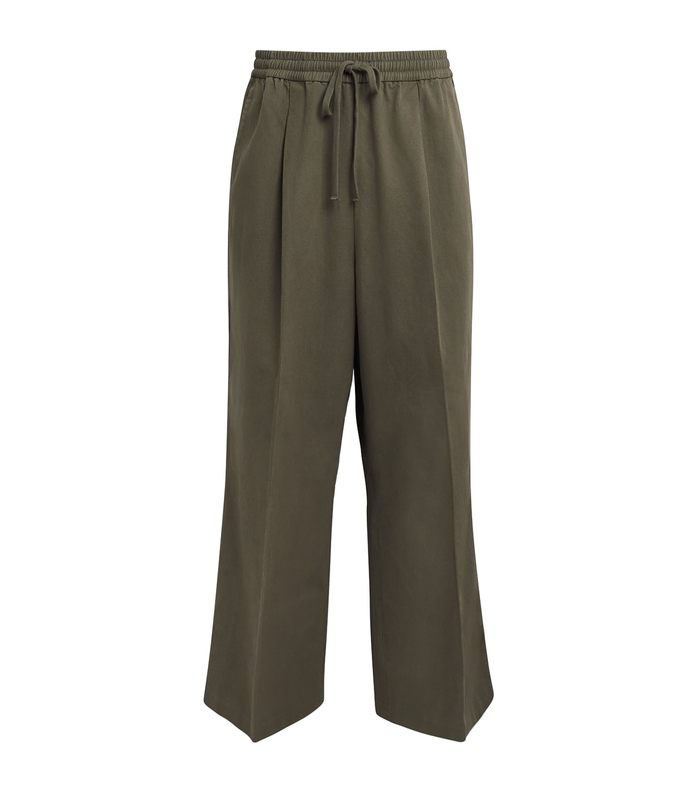 FEAR OF GOD ESSENTIALS Mens Cotton Pleated Drawstring Trousers Moss