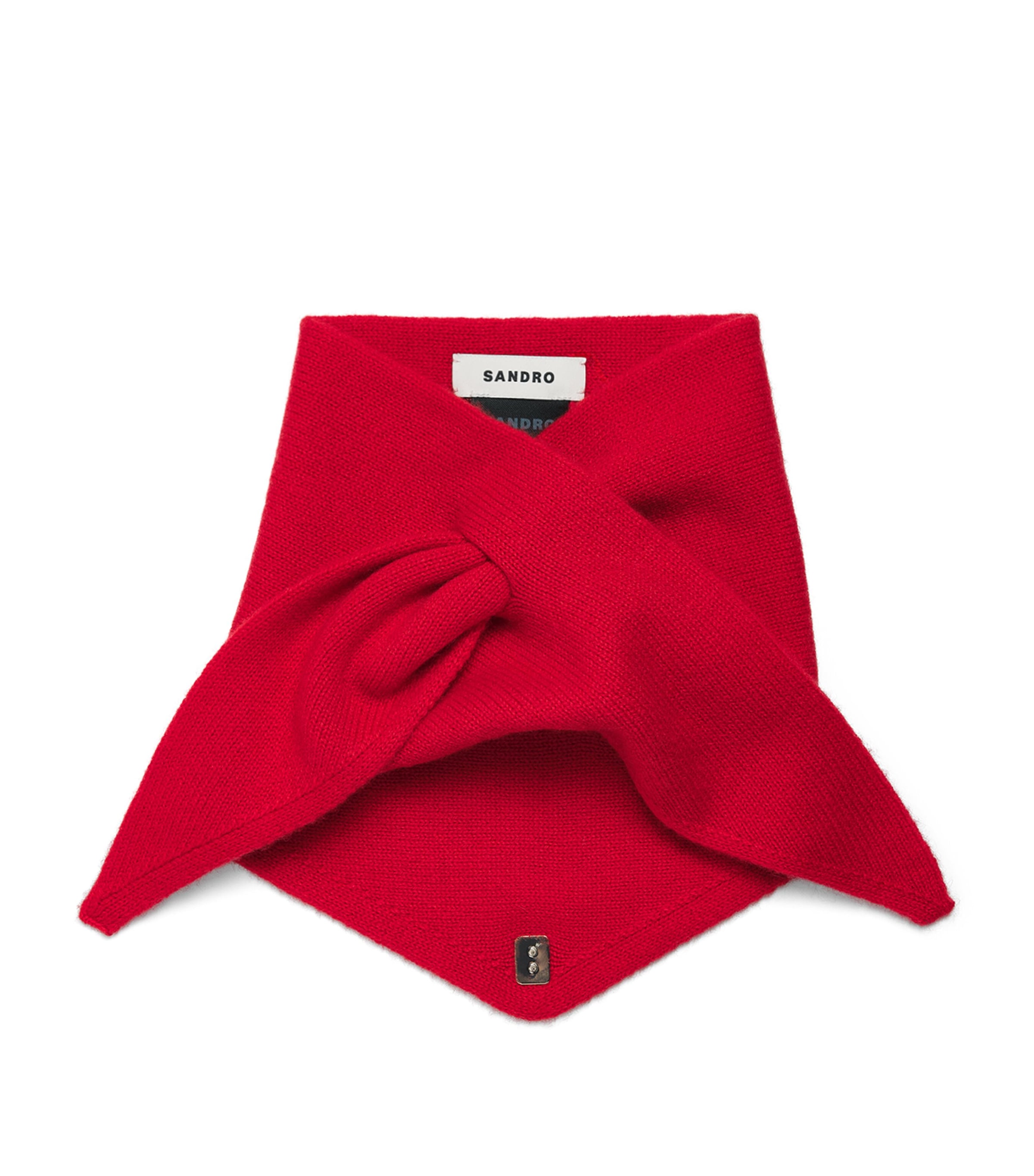 Sandro Paris Wool-Cashmere Tie Bandana Red