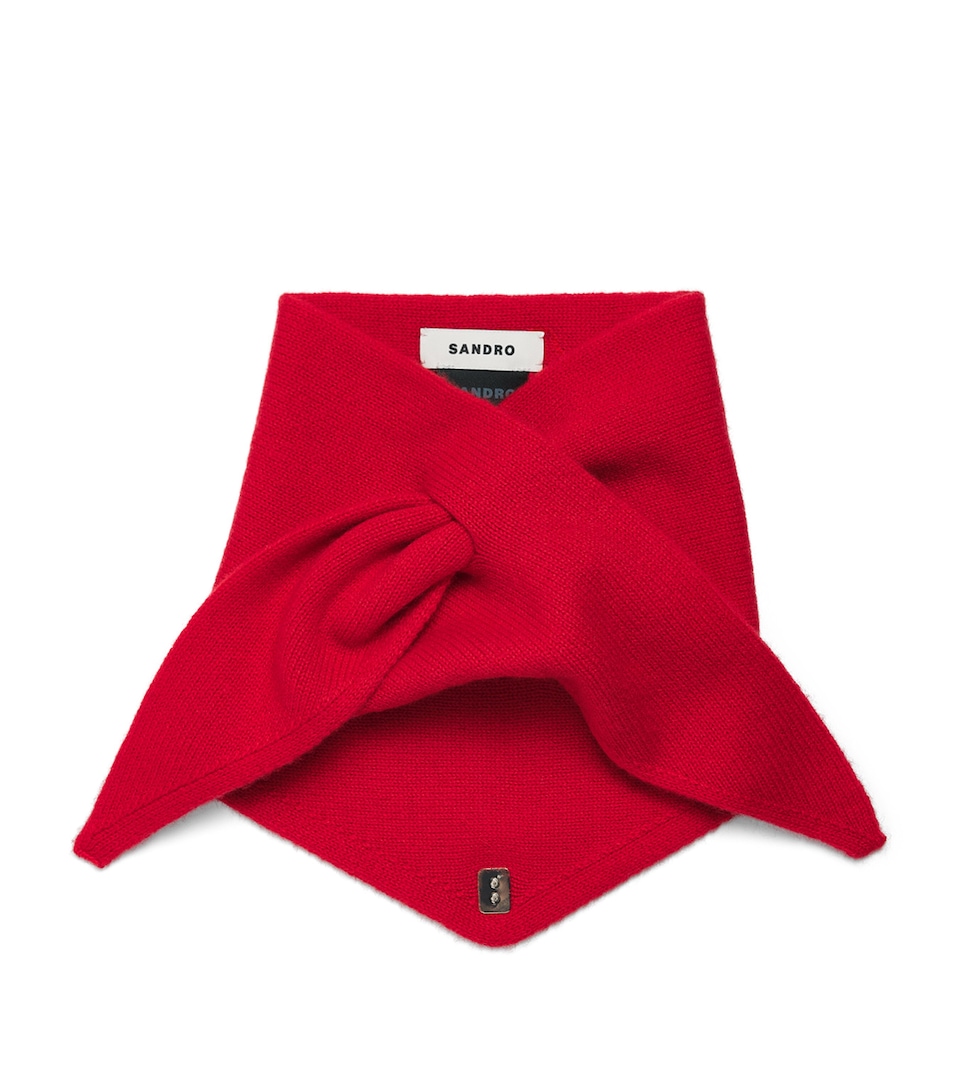 Sandro Paris Wool-Cashmere Tie Bandana Red