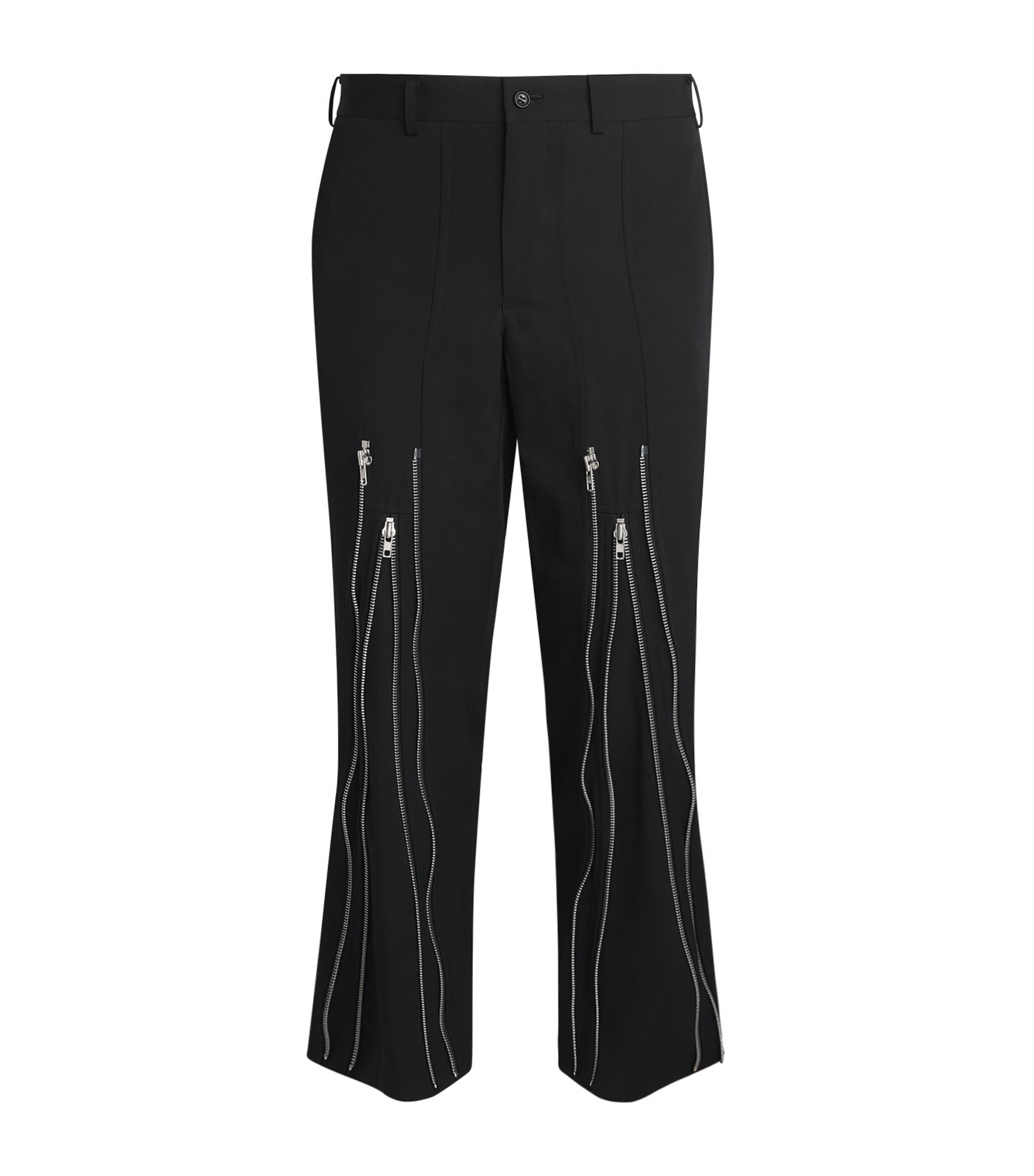 Wool Zip-Detail Trousers