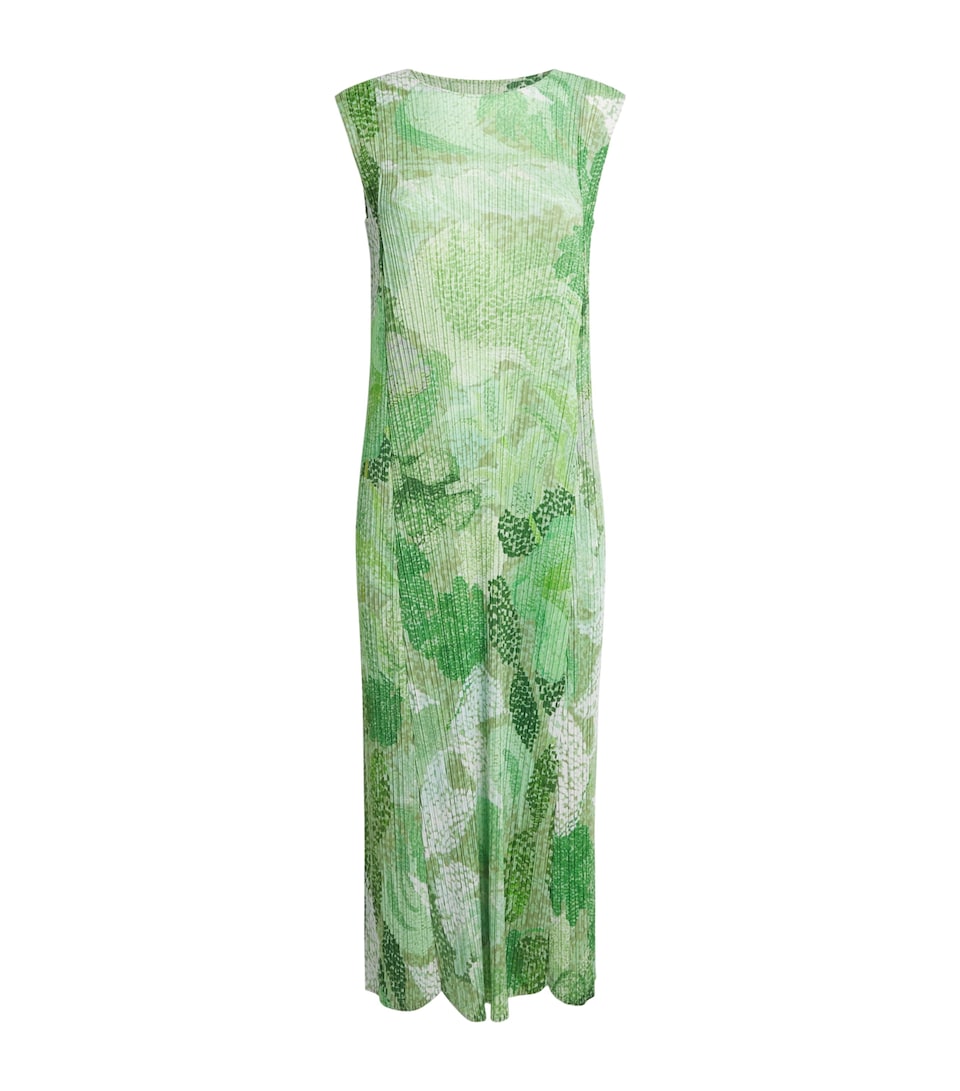 Pleats Please Issey Miyake Womens Pleated Foggy Forest Midi Dress Grass Green