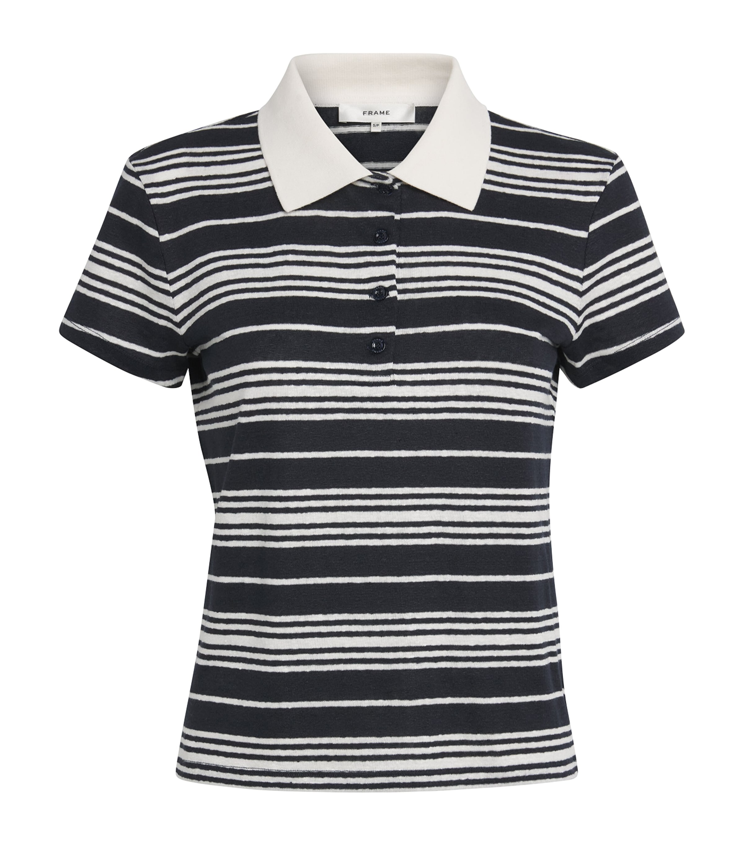 Linen-Blend Stripe Polo Shirt