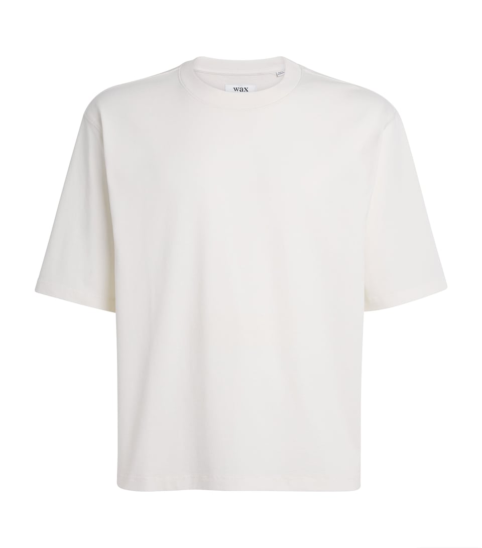 Wax London Mens Organic Cotton Cropped Mark T-Shirt Off White