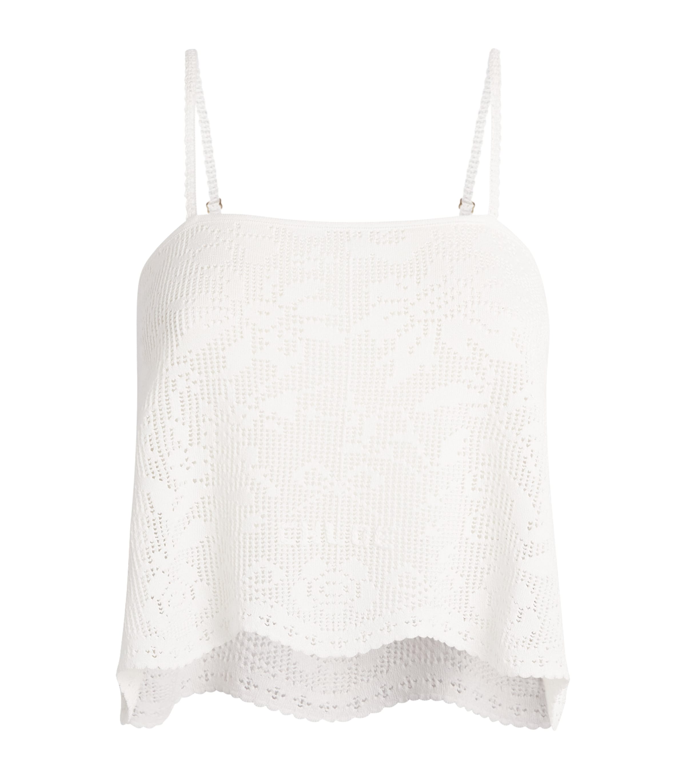 Chloé Womens Pointelle Knit Crop Top White