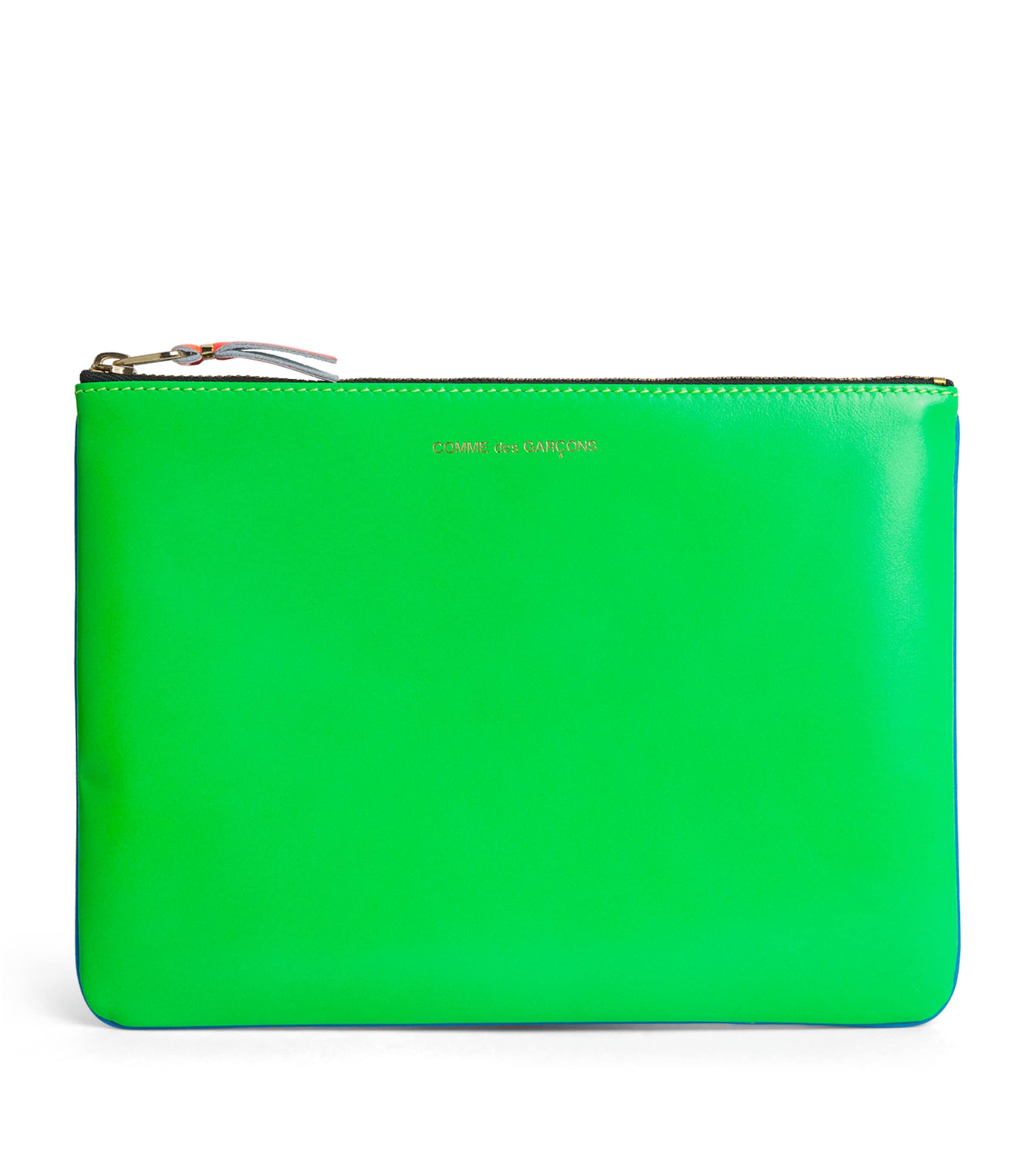 Large Leather Super Fluo Pouch