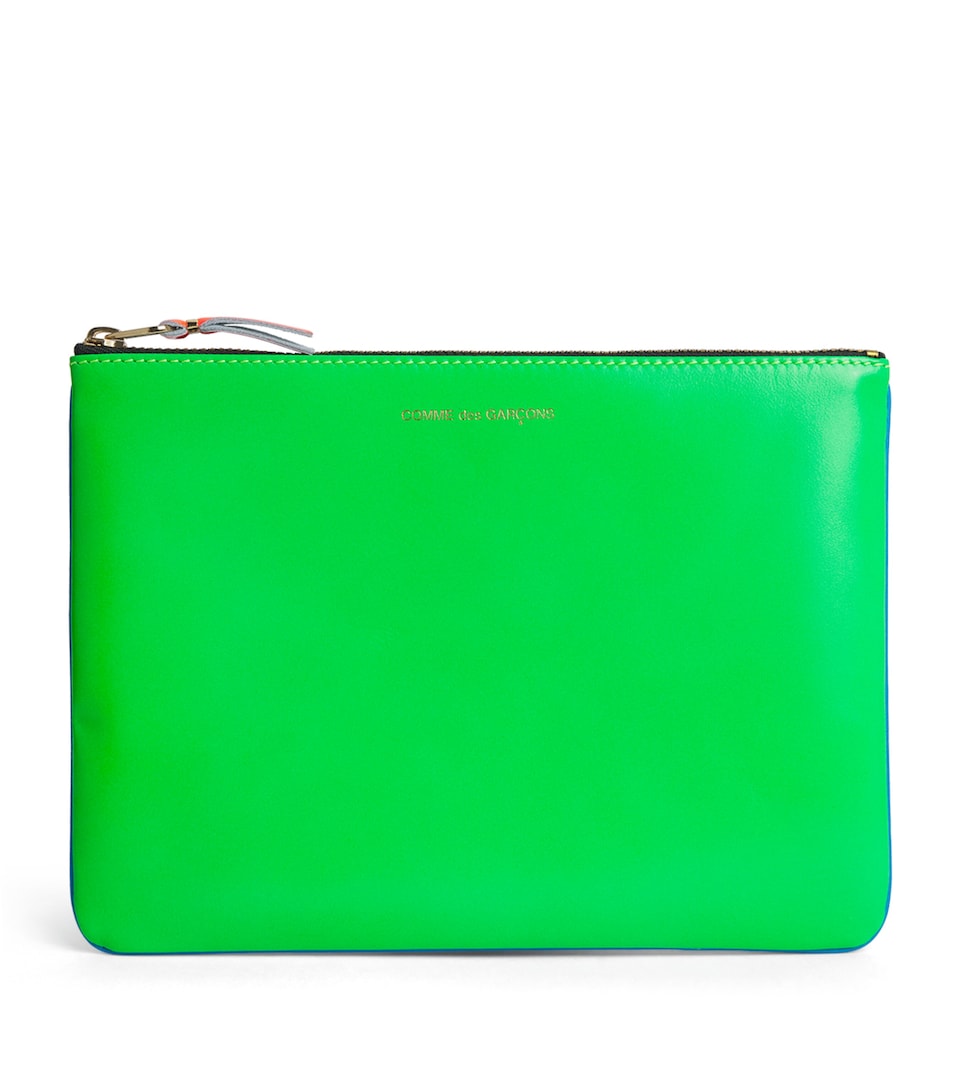 Large Leather Super Fluo Pouch