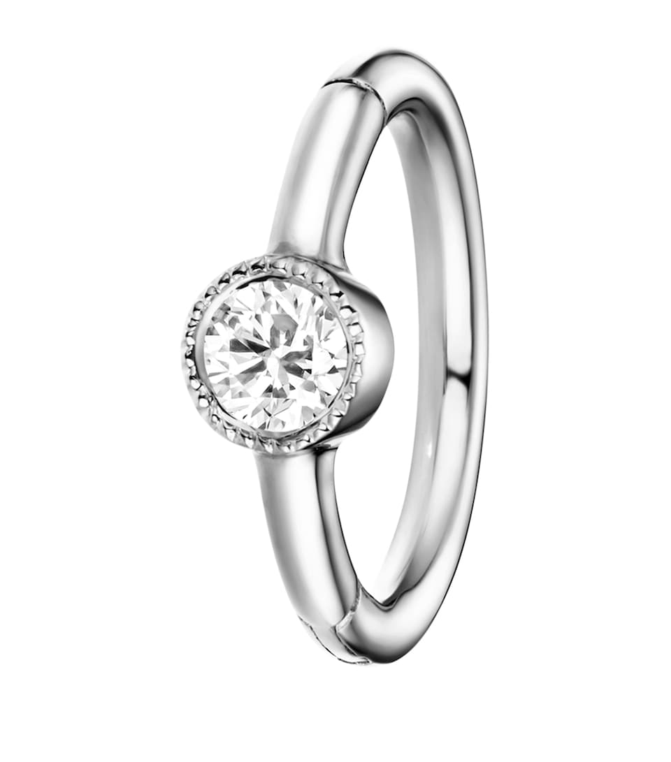 White Gold and White Diamond Single Hoop Earring (6.5mm)