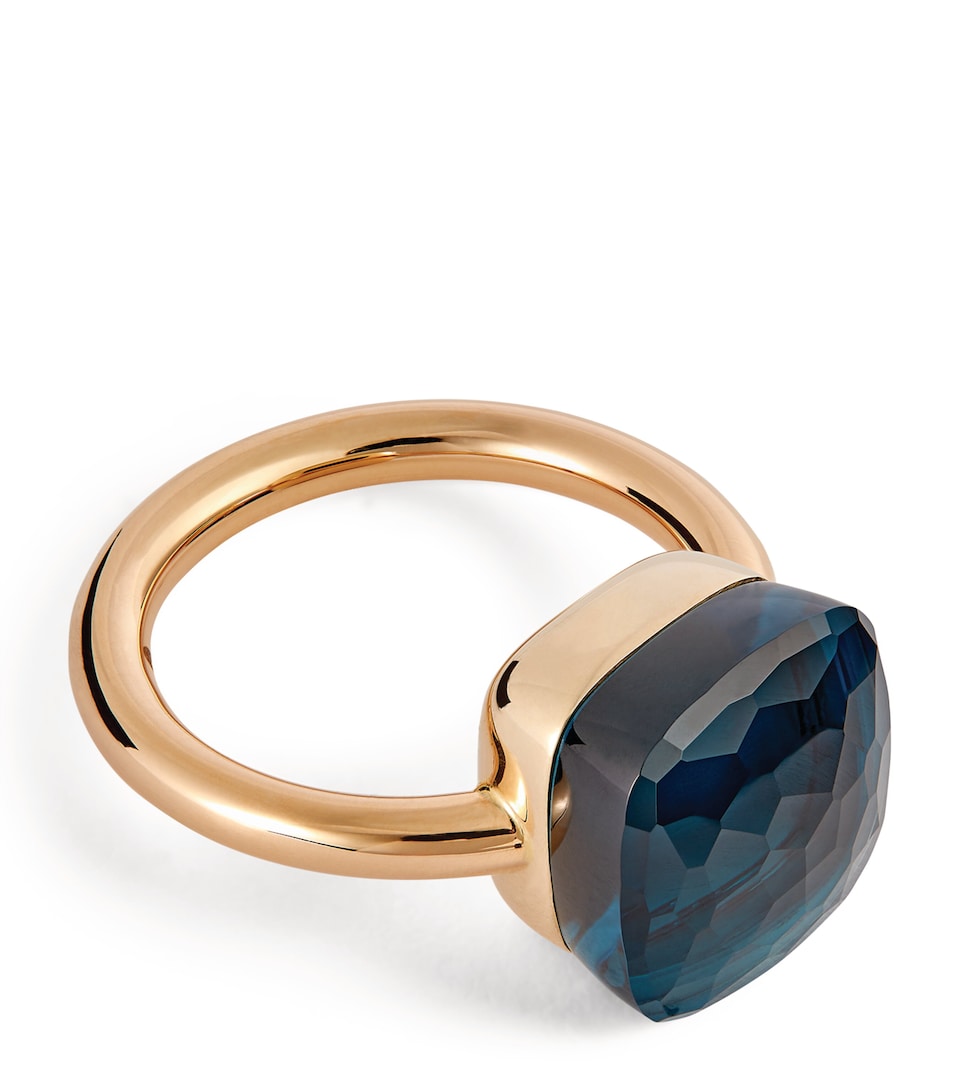Mixed Gold and Blue London Topaz Nudo Maxi Ring