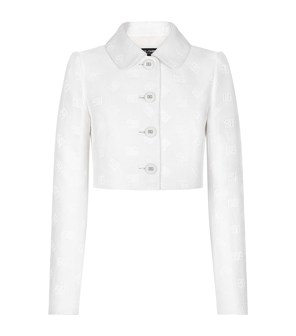Dolce&Gabbana Womens Cropped DG Logo Jacket Natural White