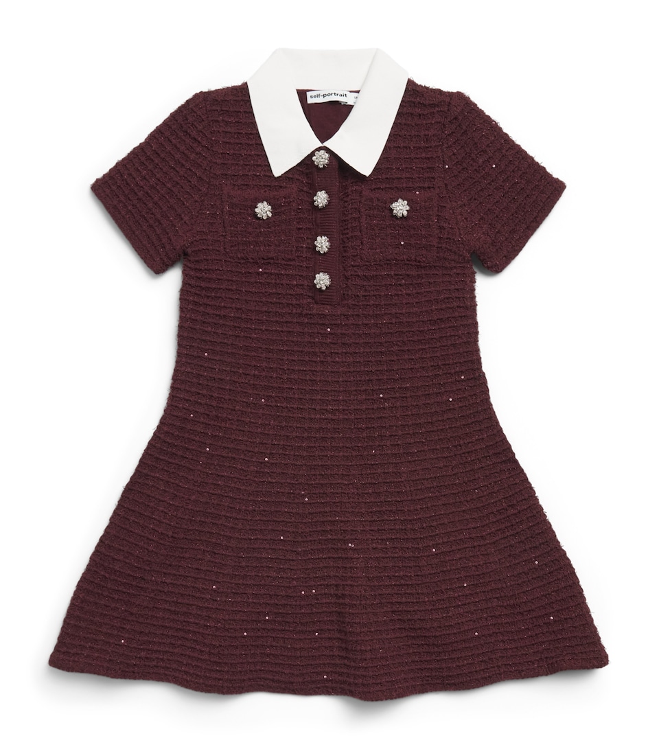 Self-Portrait Kids Metallic Tweed Dress (3-12 Years) Burgundy