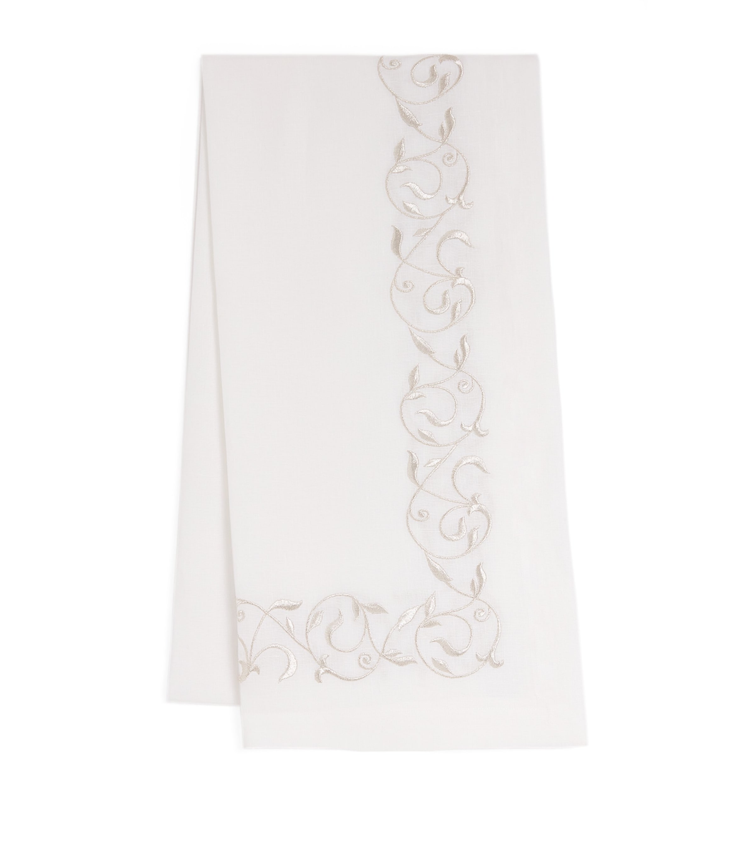 Linen Embroidered Scroll Table Runner (50cm x 210cm)