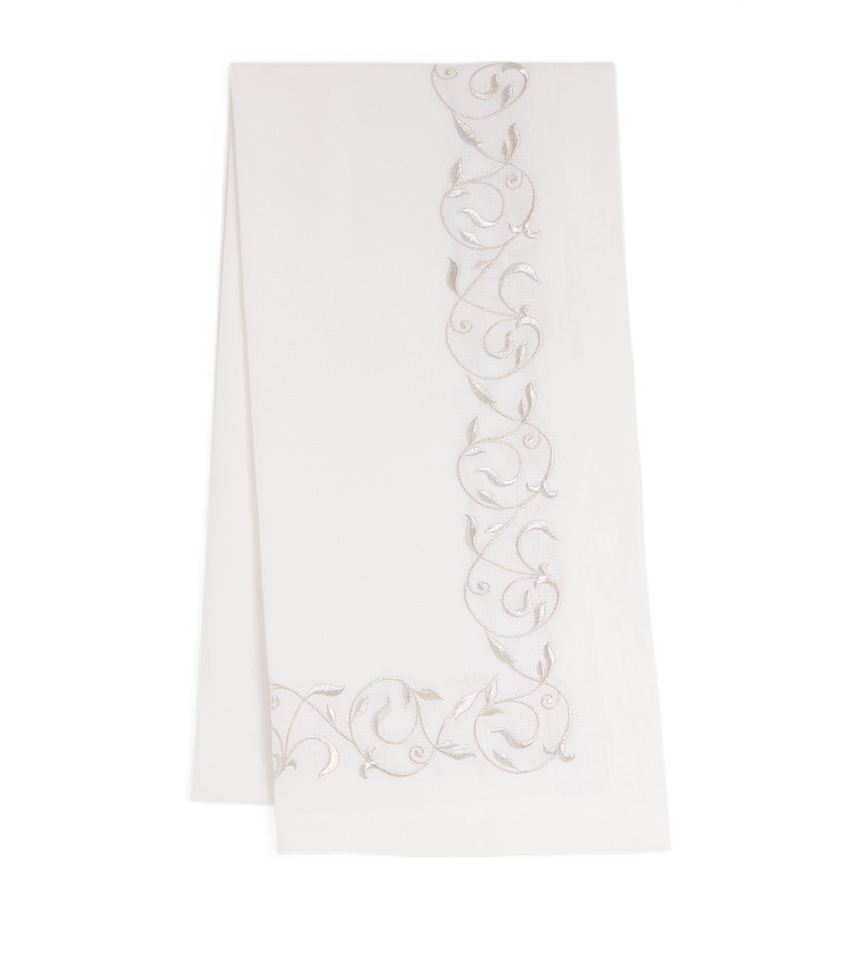 Linen Embroidered Scroll Table Runner (50cm x 210cm)