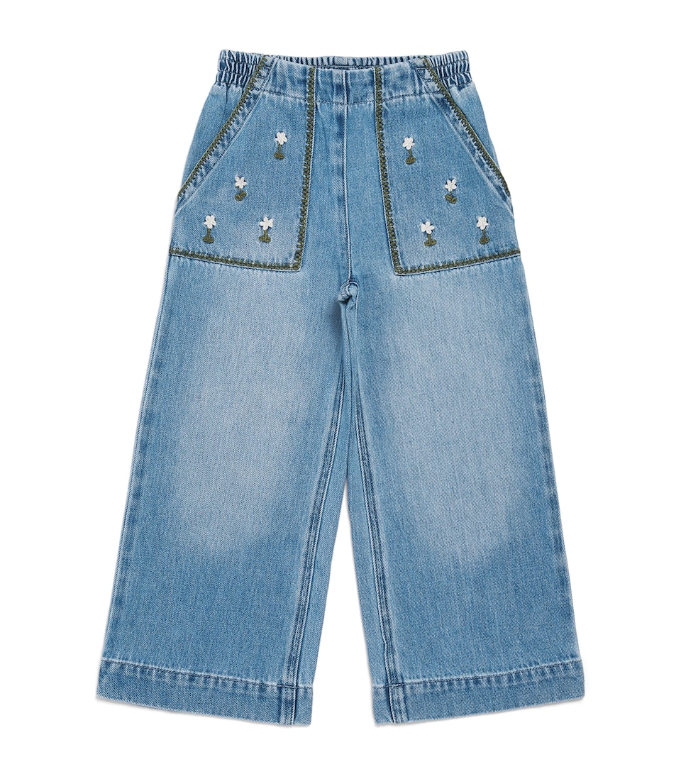 Stella McCartney Kids Embroidered Jeans (3-14 Years) Azure Blue