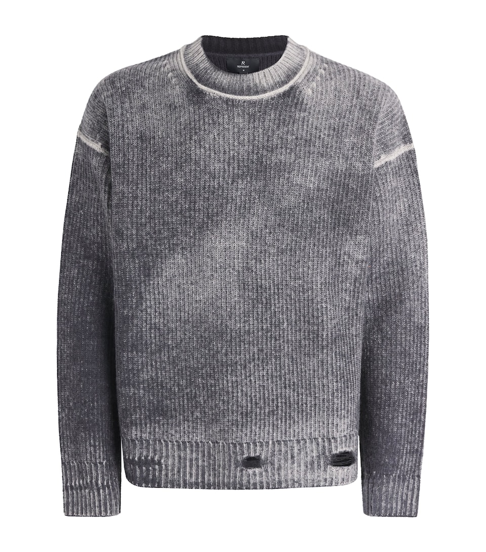 Represent Mens Wool Reversible Fade Out Sweater Jet Black