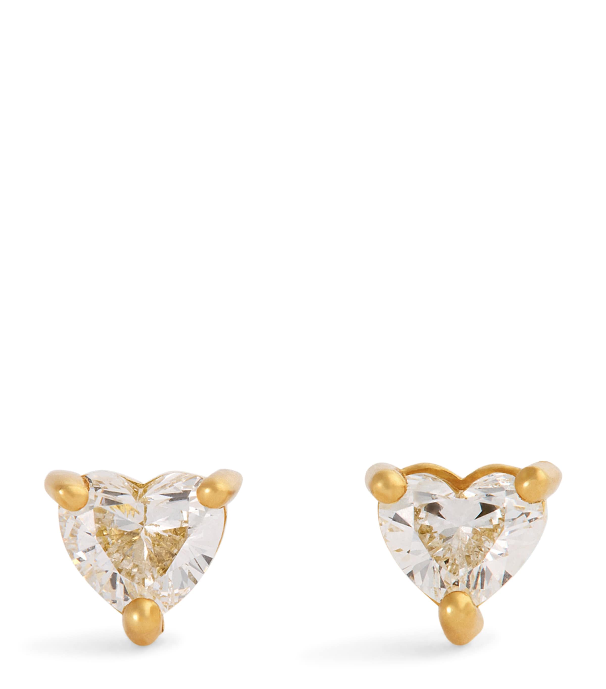 Yellow Gold and Diamond Edith Heart Earrings
