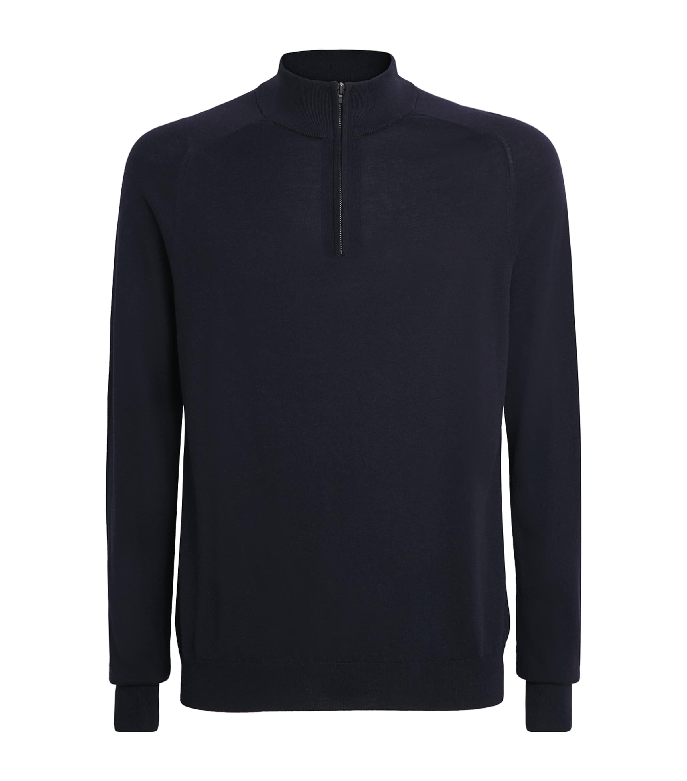Sunspel Mens Sea Island Cashmere Half-Zip Sweater Midnight Navy