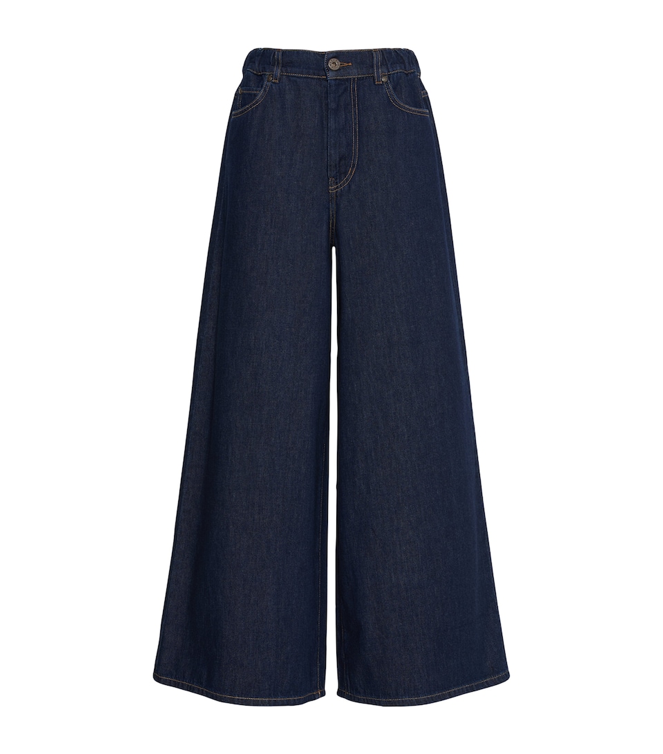Weekend Max Mara Womens High-Rise Wide-Leg Jeans Navy