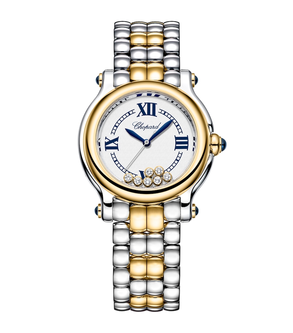 Chopard Stainless Steel and Diamond Happy Sport Watch 33mm Yellow Gold