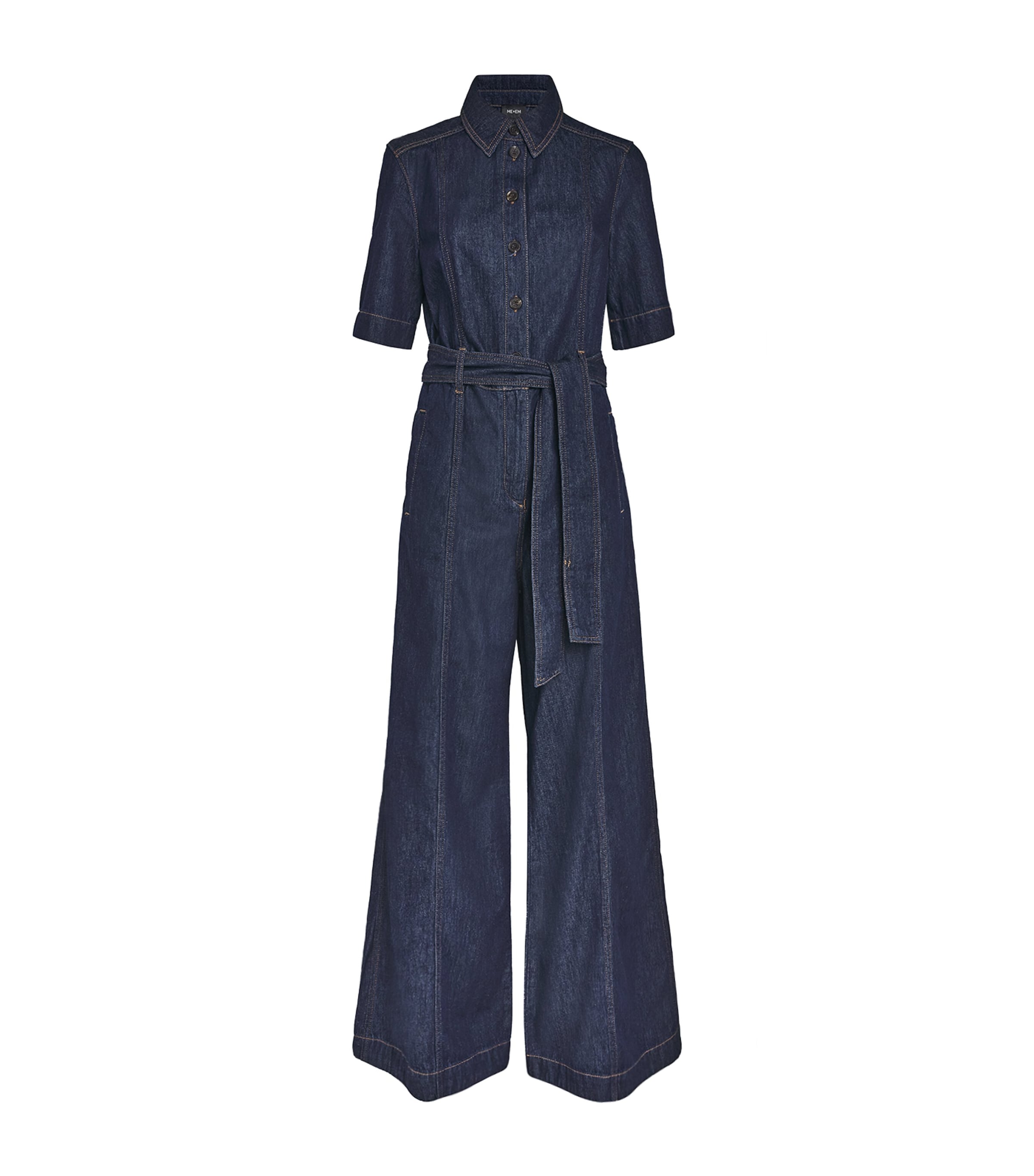 ME+EM Womens AM-PM Denim Jumpsuit Rinse Wash