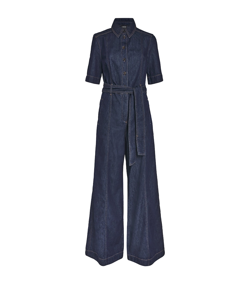 ME+EM Womens AM-PM Denim Jumpsuit Rinse Wash