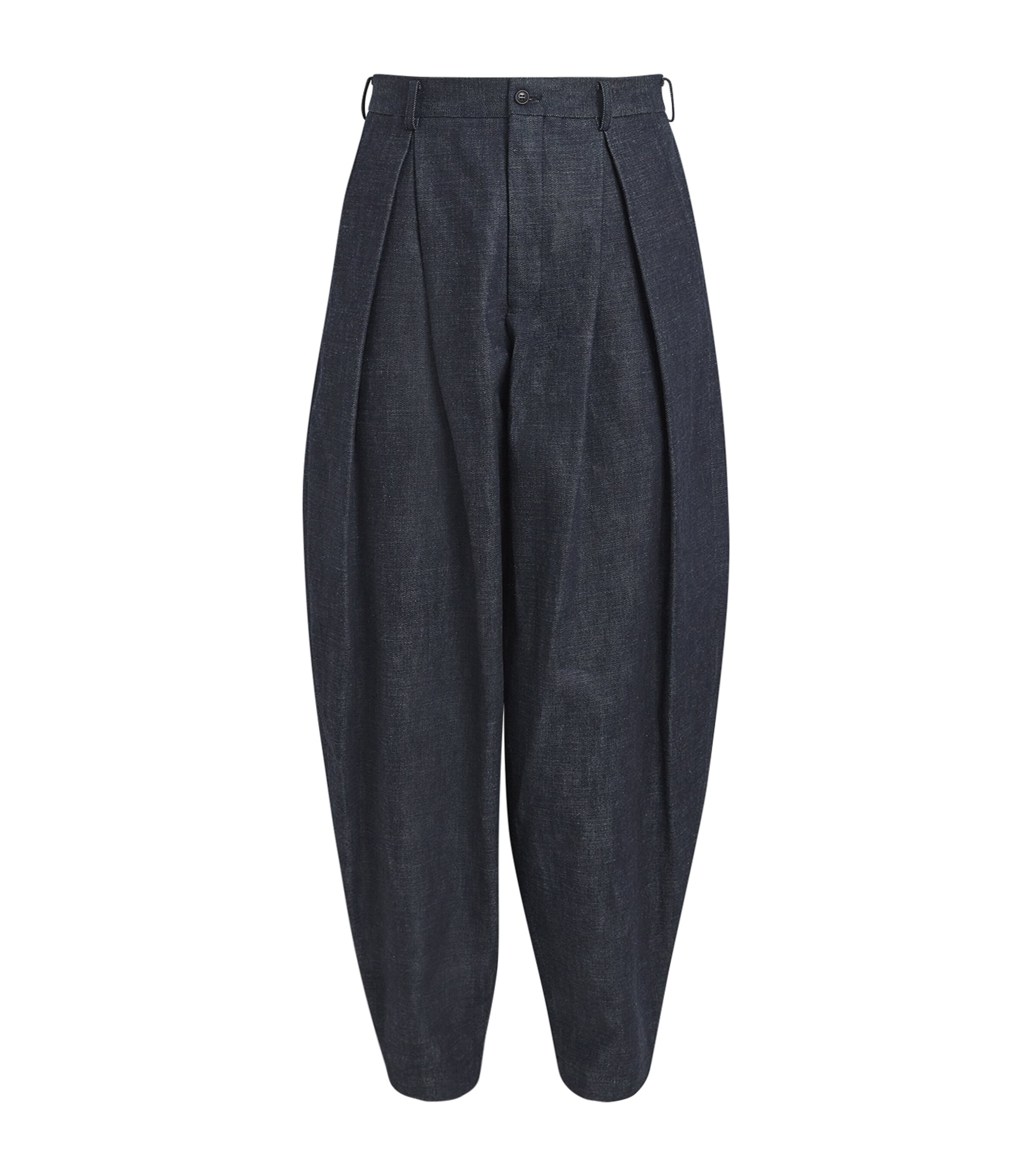 Pleated Wide-Leg Jeans