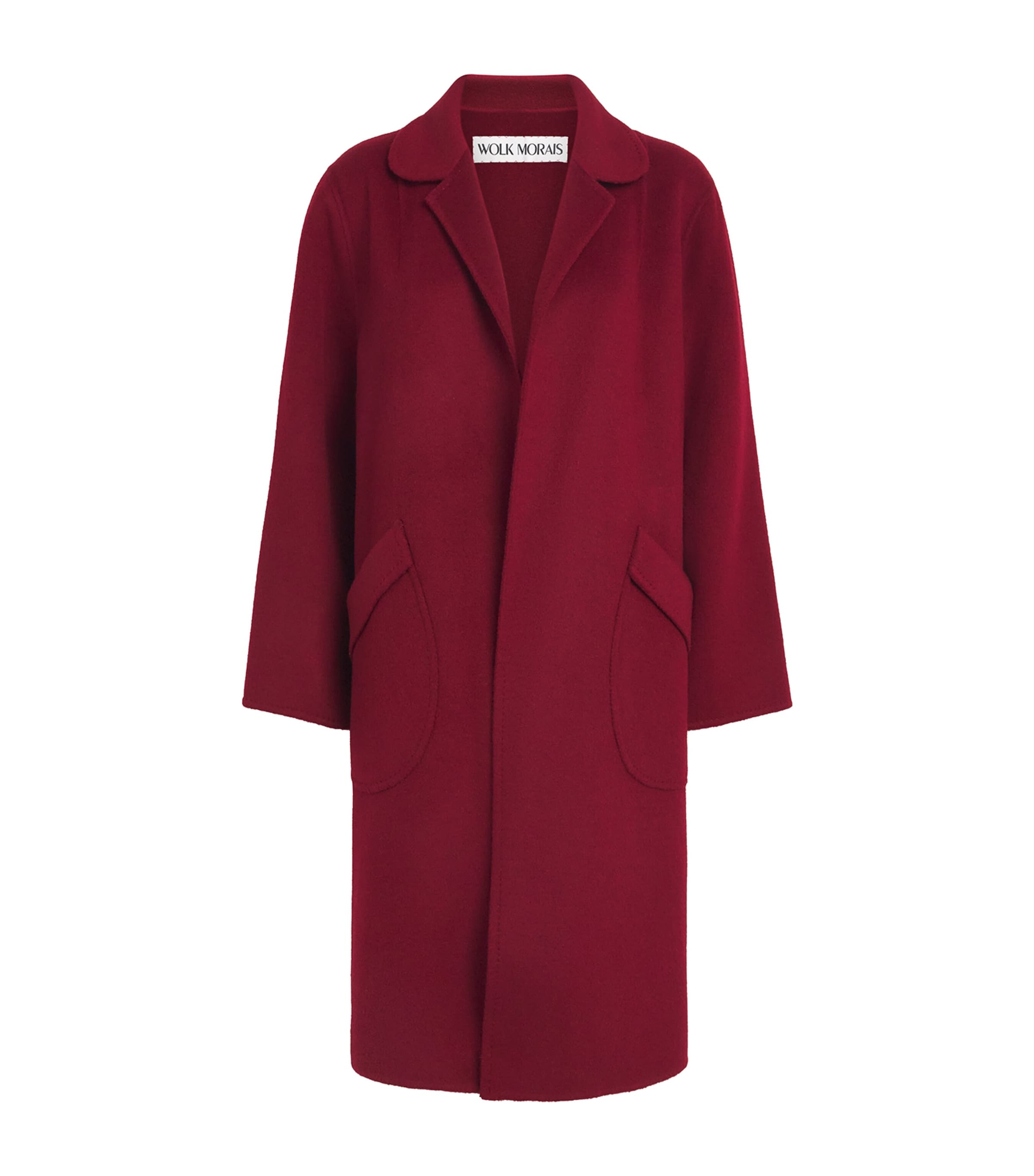 Wolk Morais Womens Cashmere Knee-Length Bedford Coat Ruby