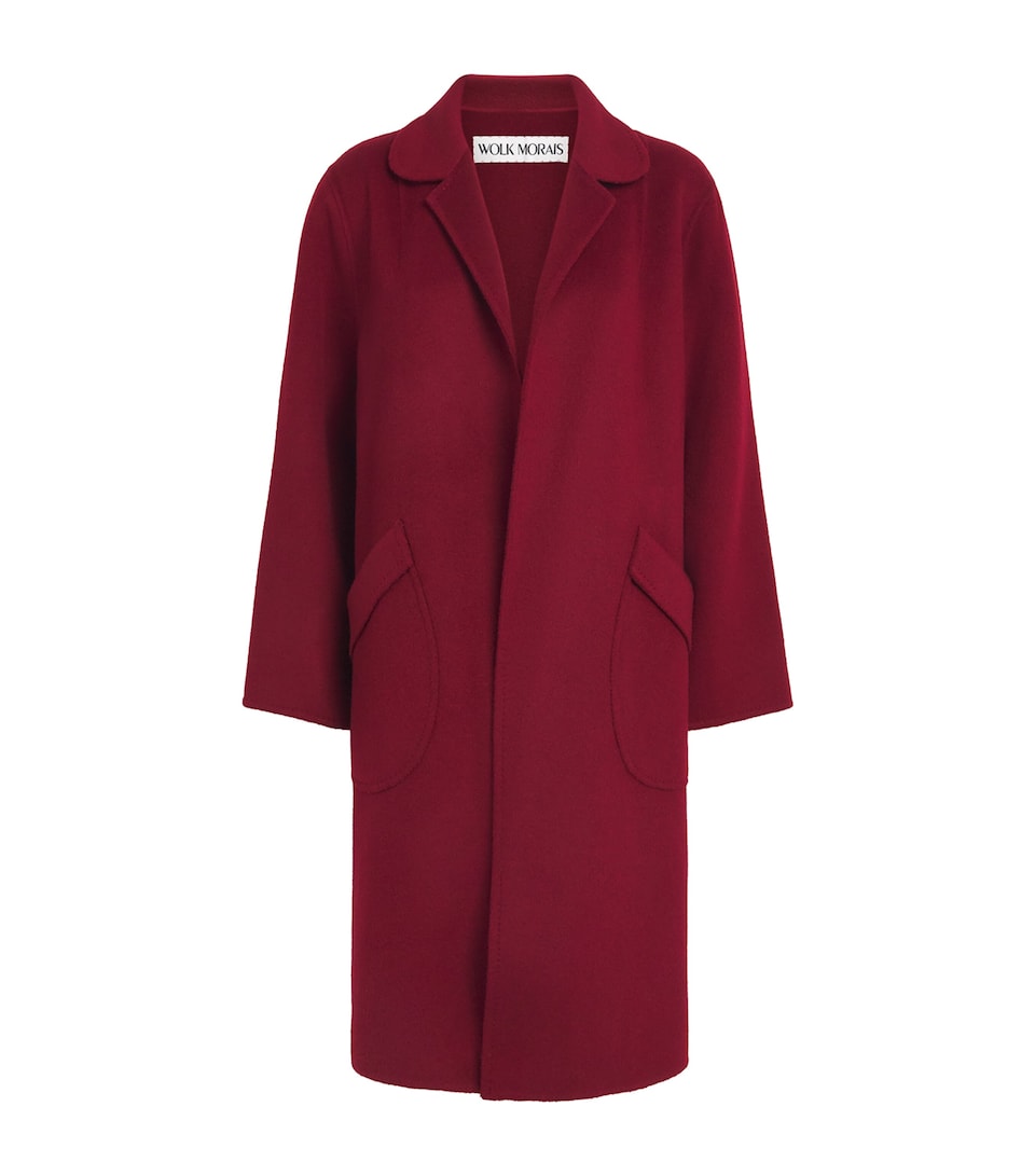 Wolk Morais Womens Cashmere Knee-Length Bedford Coat Ruby
