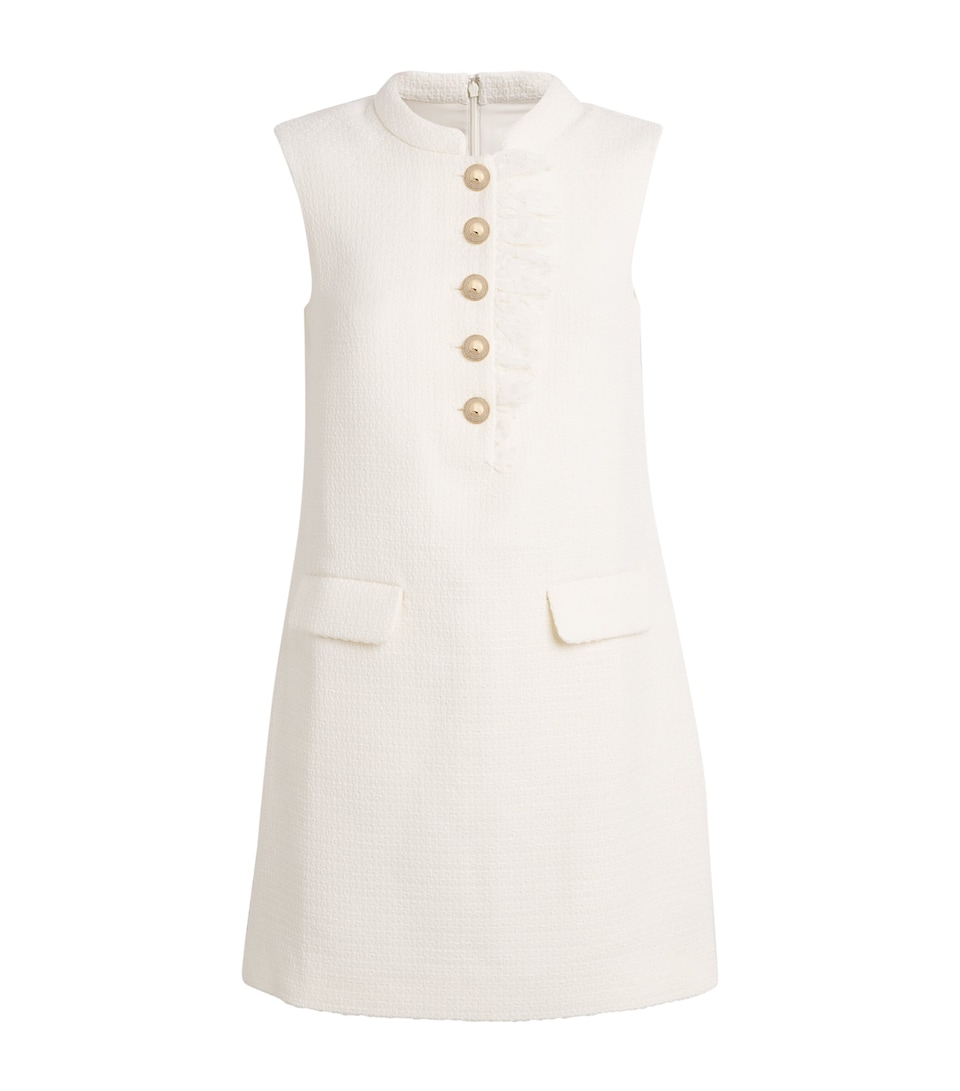 Bouclé Lace-Trim Mini Dress