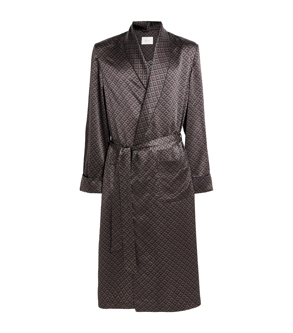 Silk Geometric Print Robe