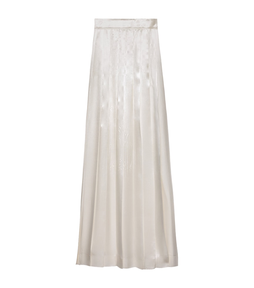 Satin Pleated Maxi Skirt