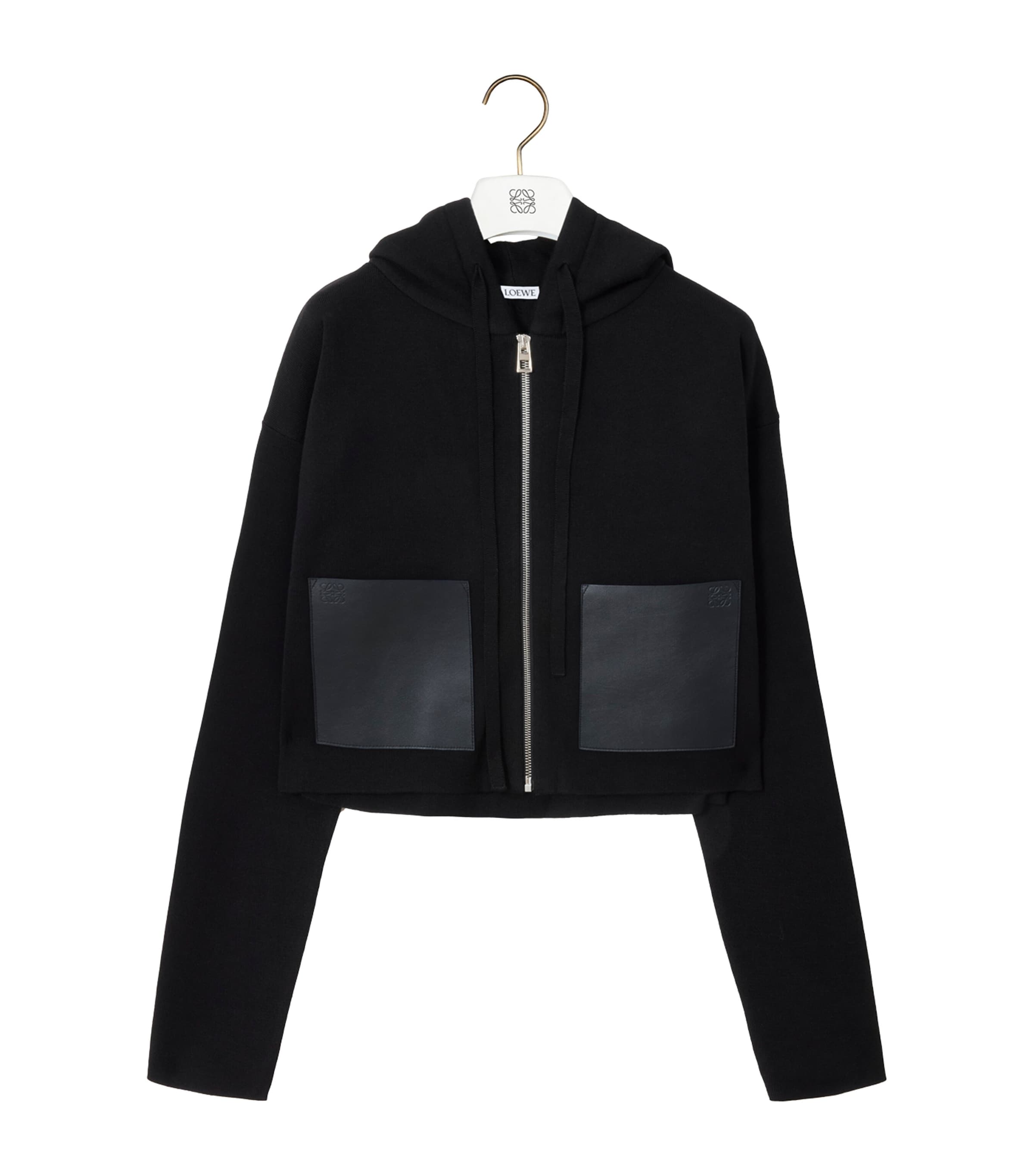 Wool Leather-Pocket Hoodie