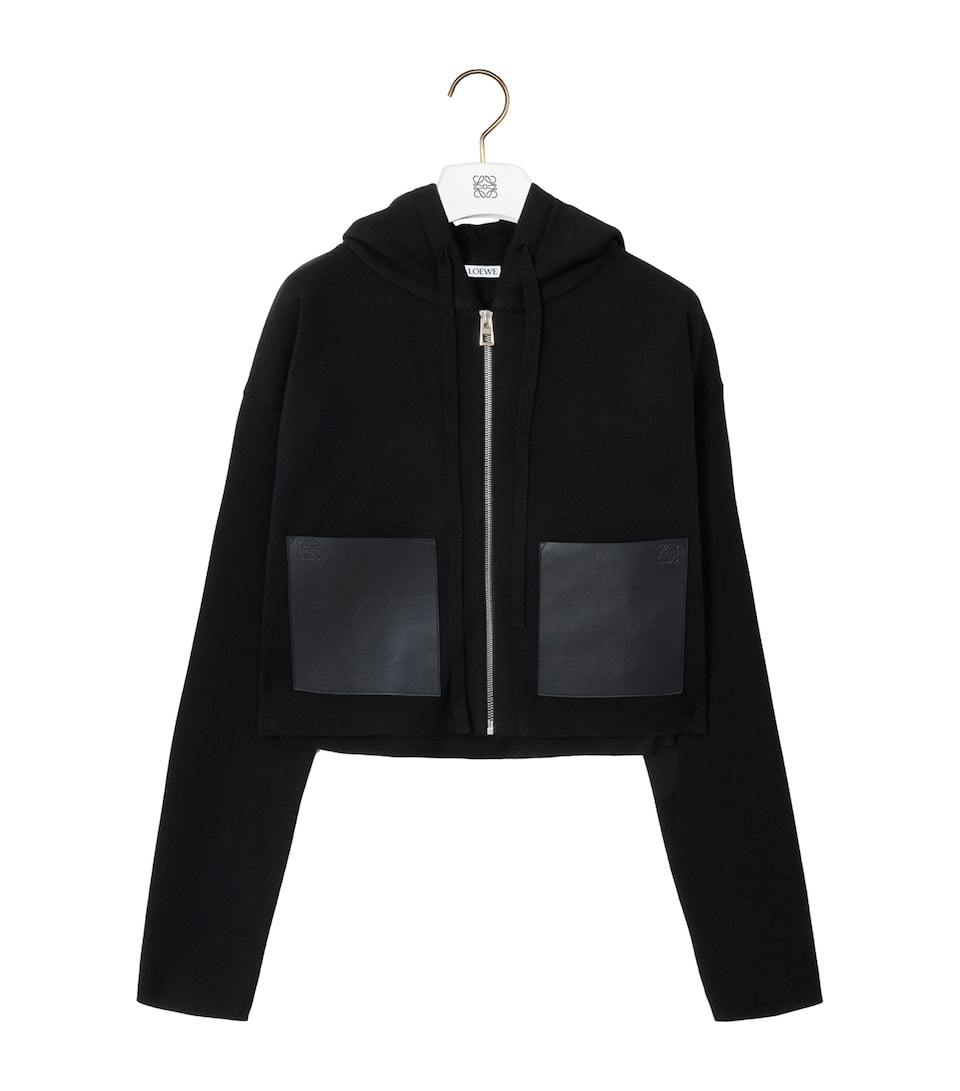 Wool Leather-Pocket Hoodie