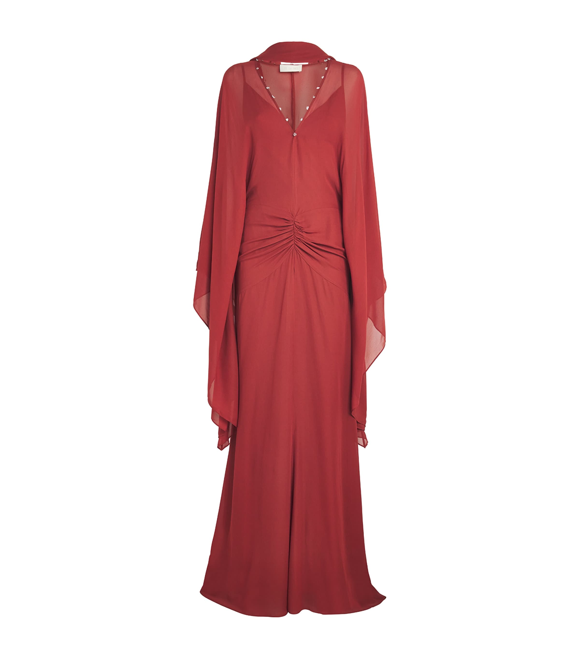 De La Vali Womens Georgette Florencia Maxi Dress Burnt Red