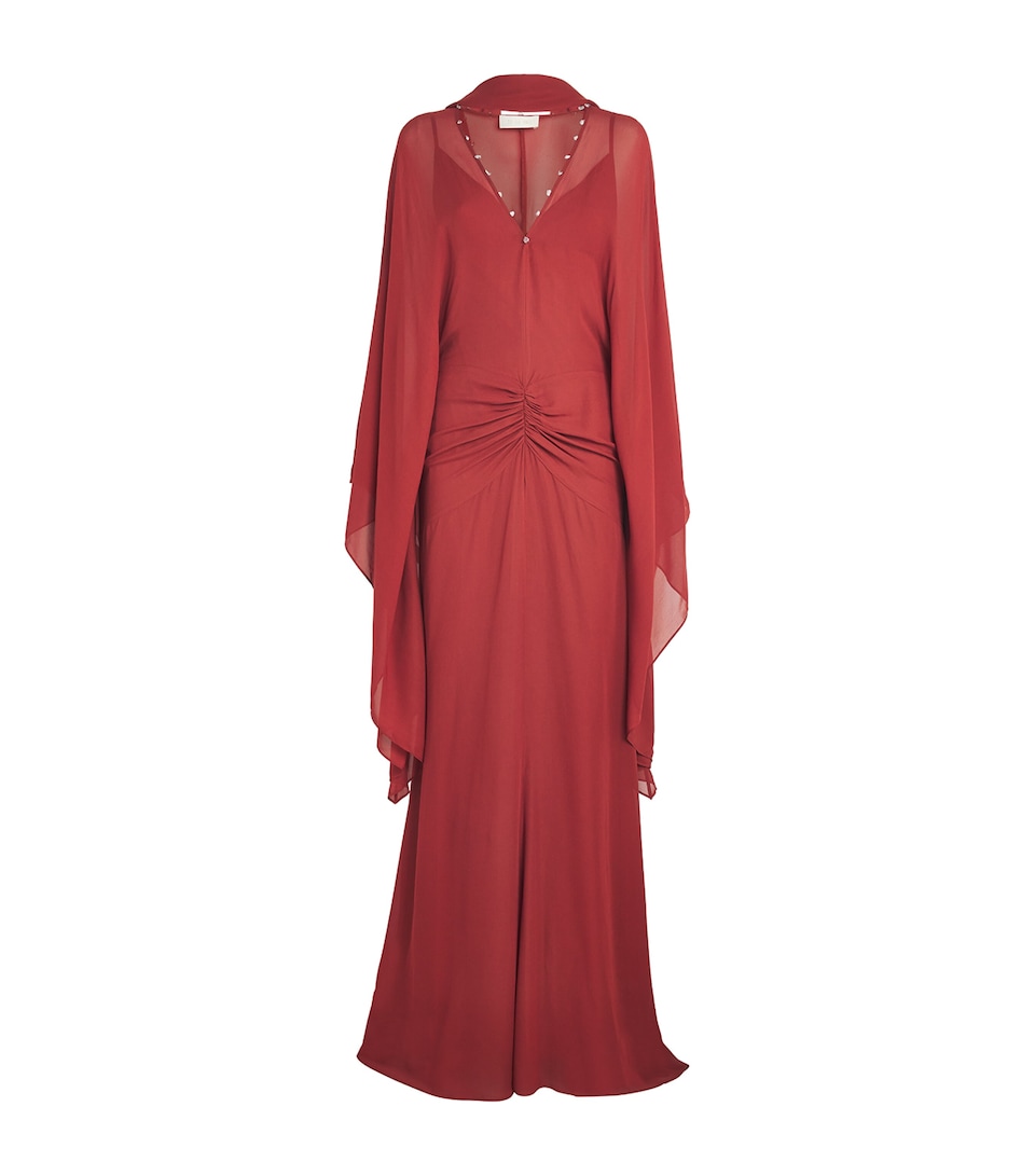 De La Vali Womens Georgette Florencia Maxi Dress Burnt Red