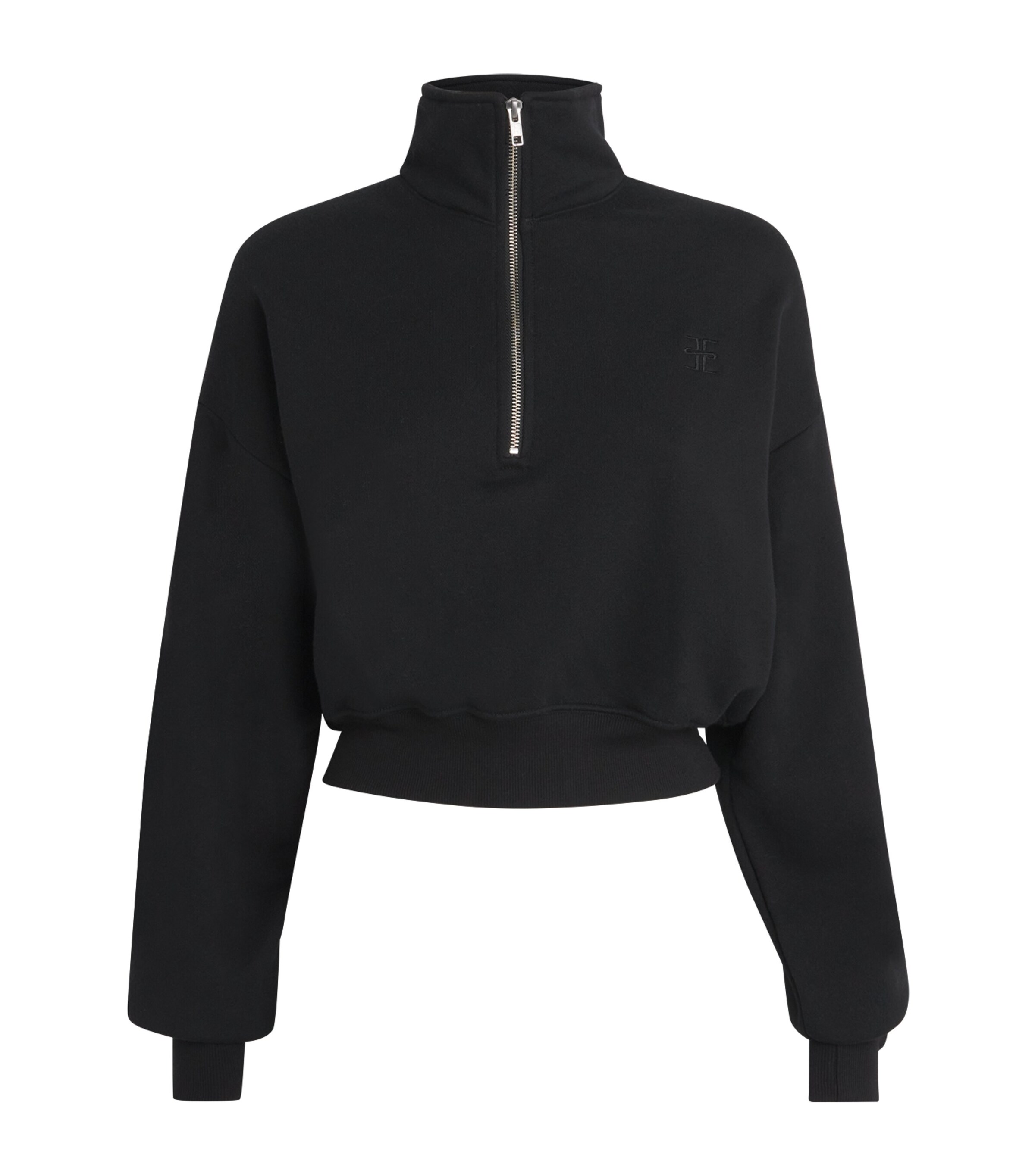 Cropped Cotton-Blend Half-Zip Sweatshirt