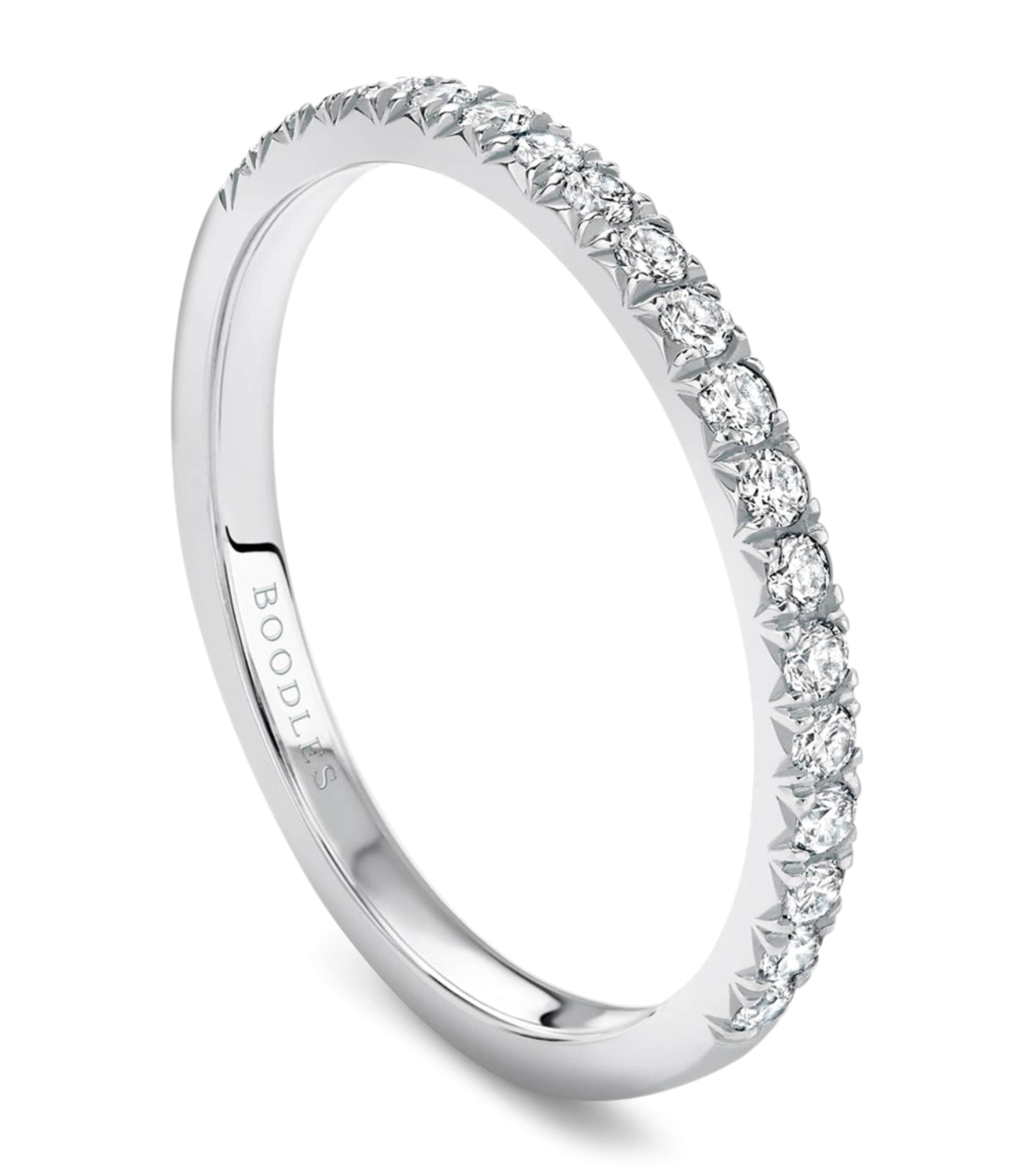 Boodles Platinum and Diamond Vintage Half-Hoop Wedding Band Platinum