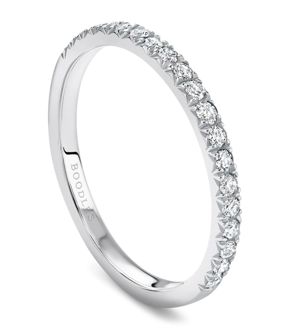 Boodles Platinum and Diamond Vintage Half-Hoop Wedding Band Platinum