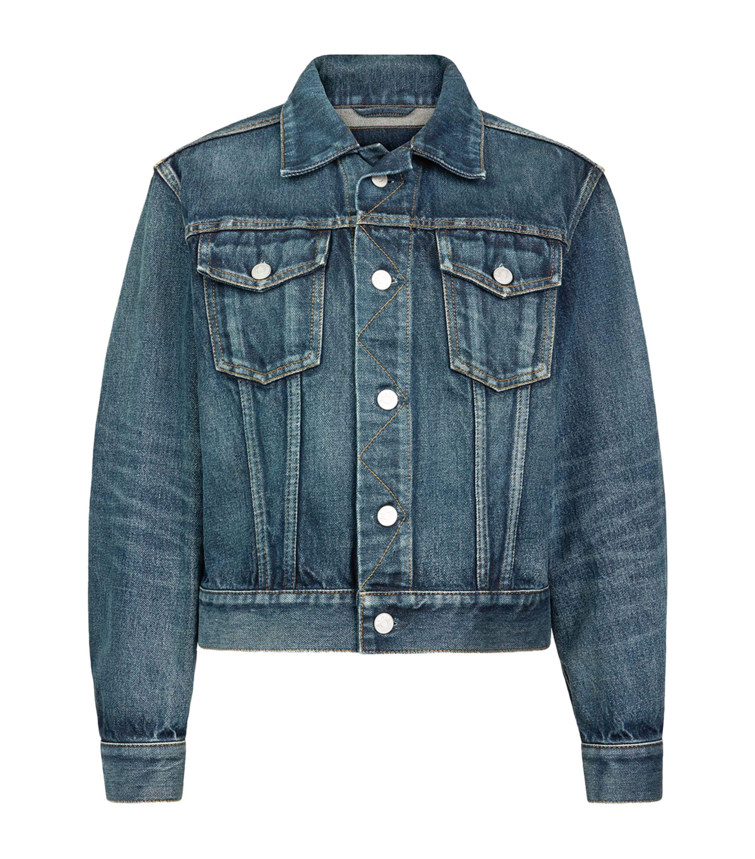 Alaïa Womens Trucker Denim Jacket Dock Blue