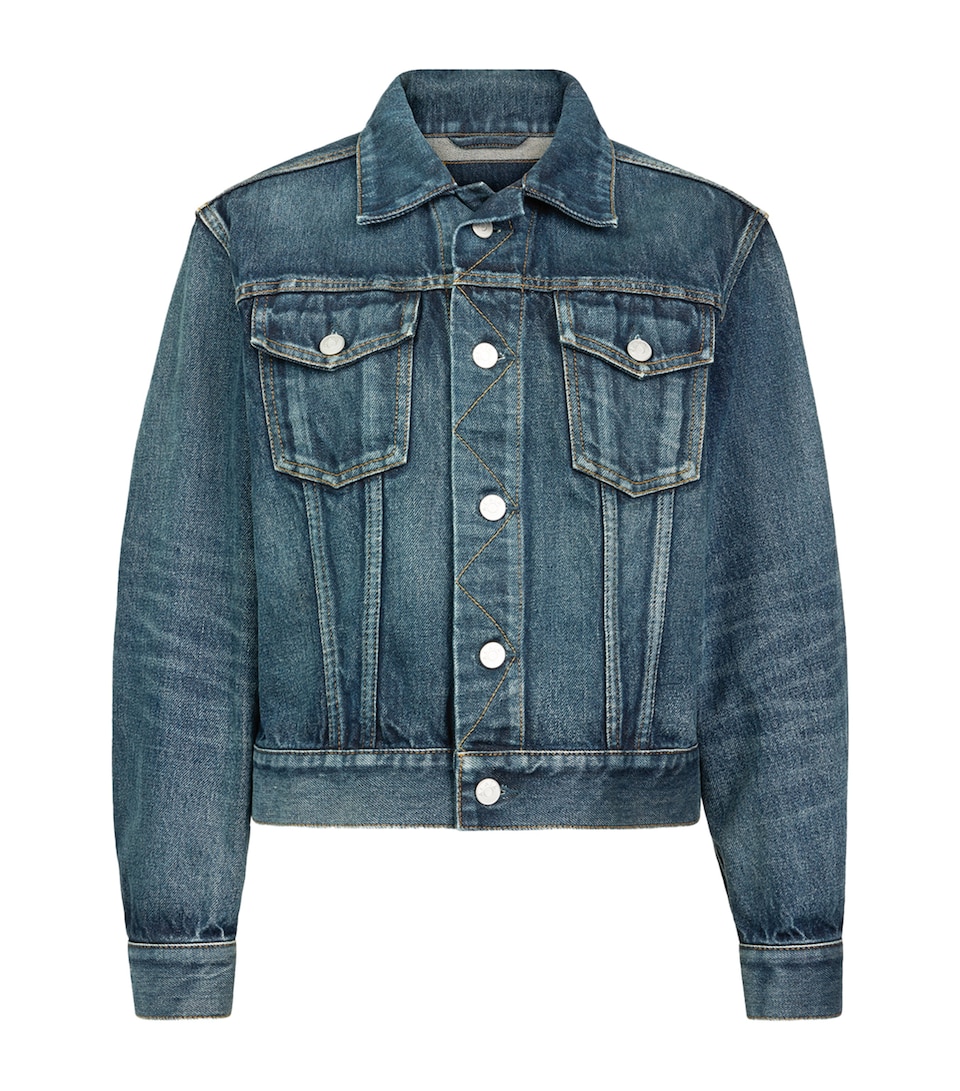 Alaïa Womens Trucker Denim Jacket Dock Blue