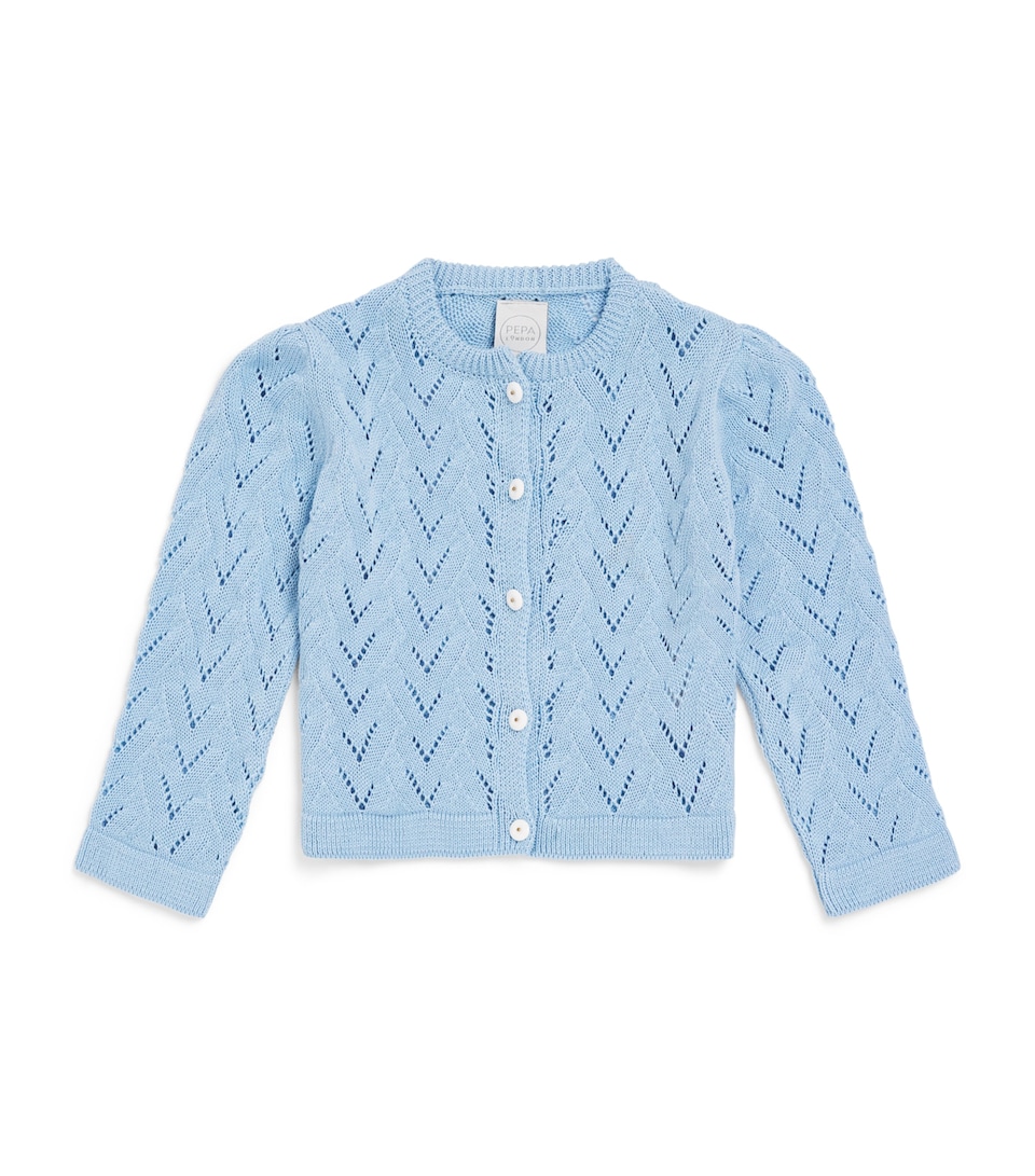 PEPA LONDON Cotton Openwork Cardigan (3 Months-4 Years) Blue