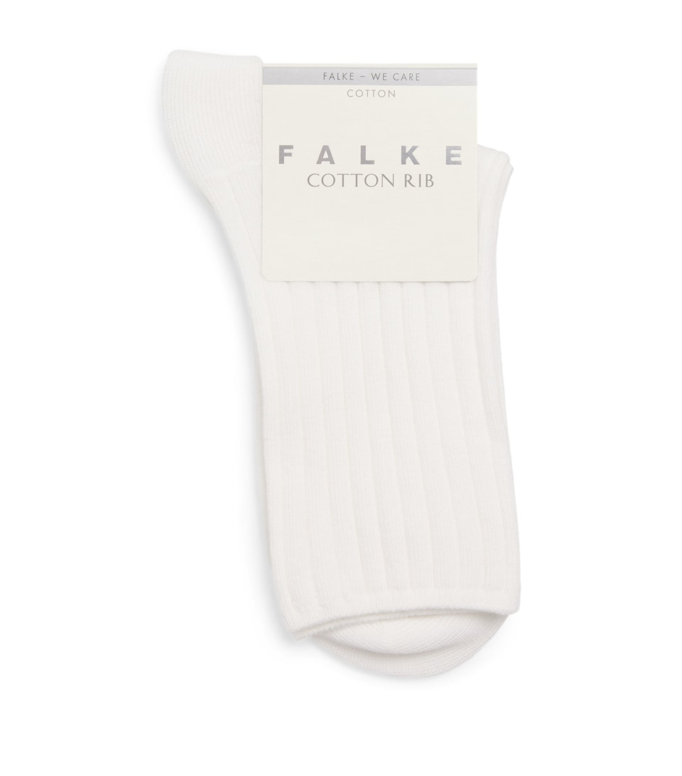 Falke Womens Stretch-Cotton Ribbed Socks White