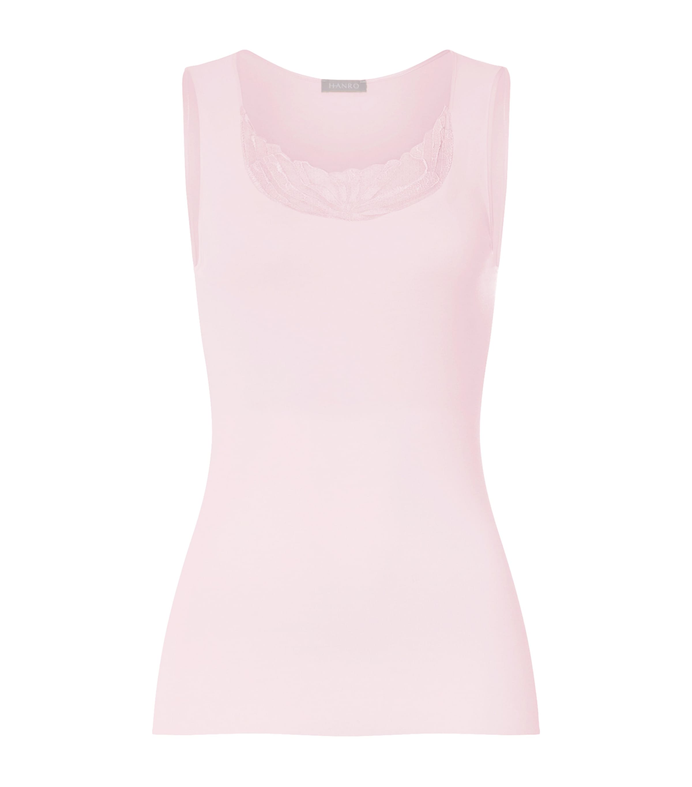 Hanro Womens Cotton Rosaria Tank Top Rose Bath